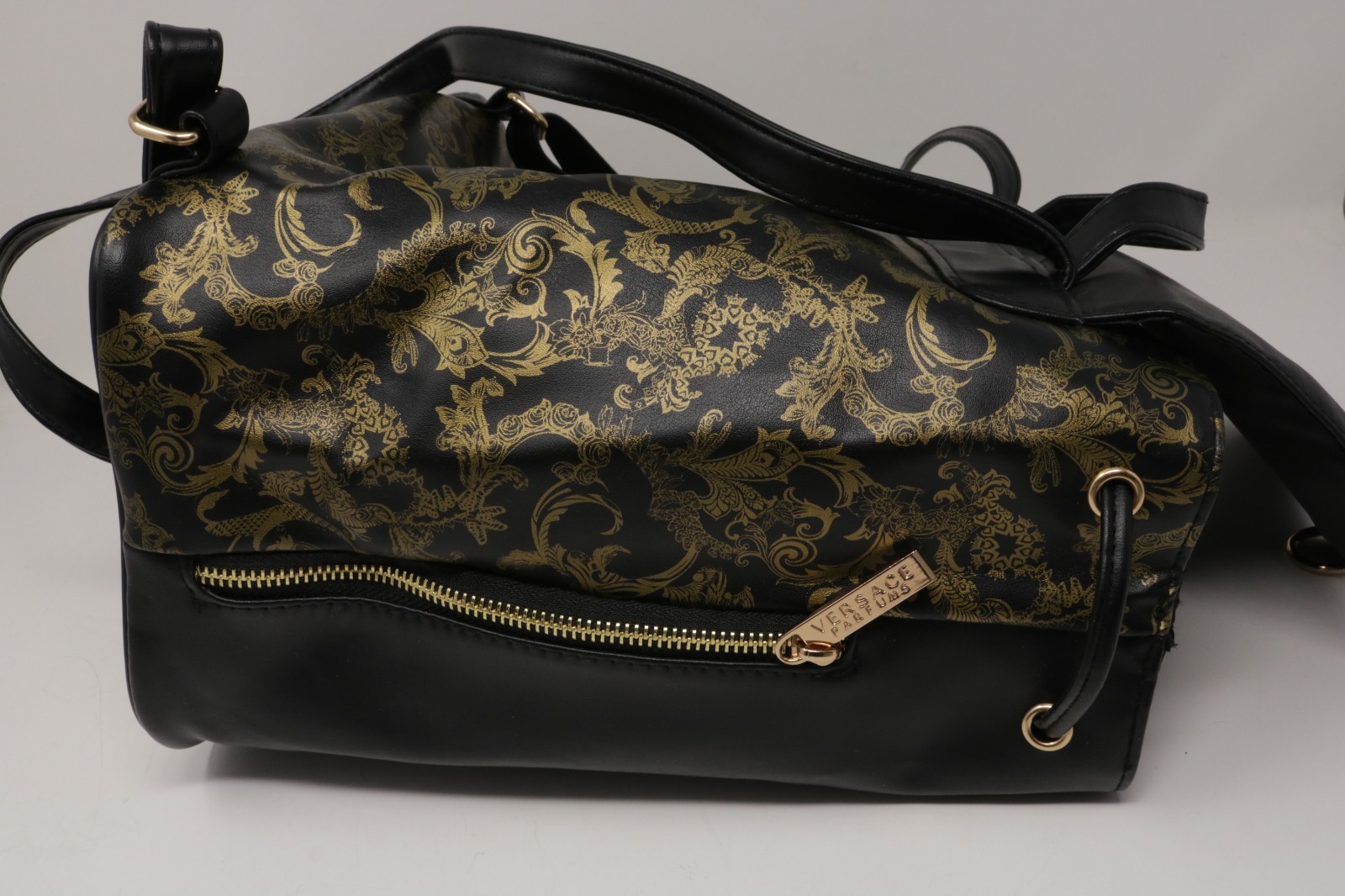 Versace Parfums Backpack Bag Faux Leather Barocco Large Graphic Print