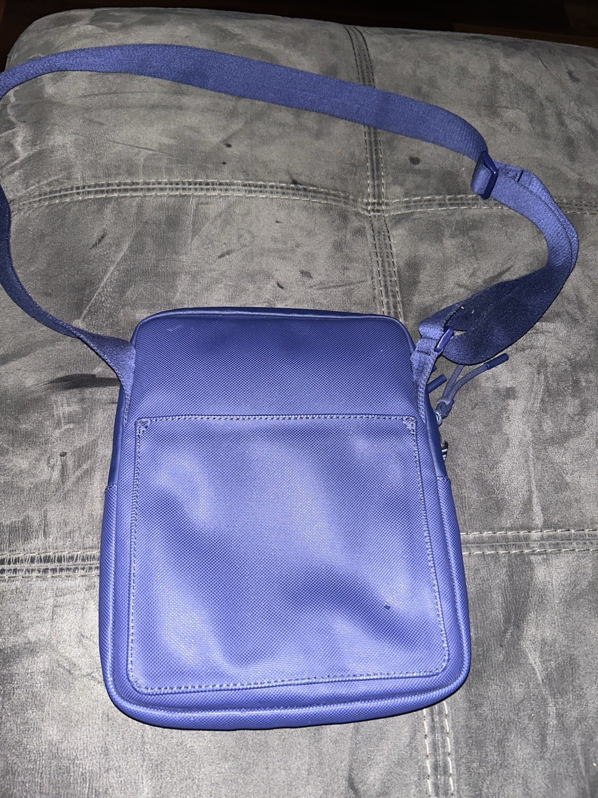 Lacoste Men’s Blue Crossbody Bag Zip Closure Adjustable Strap Inner Pockets