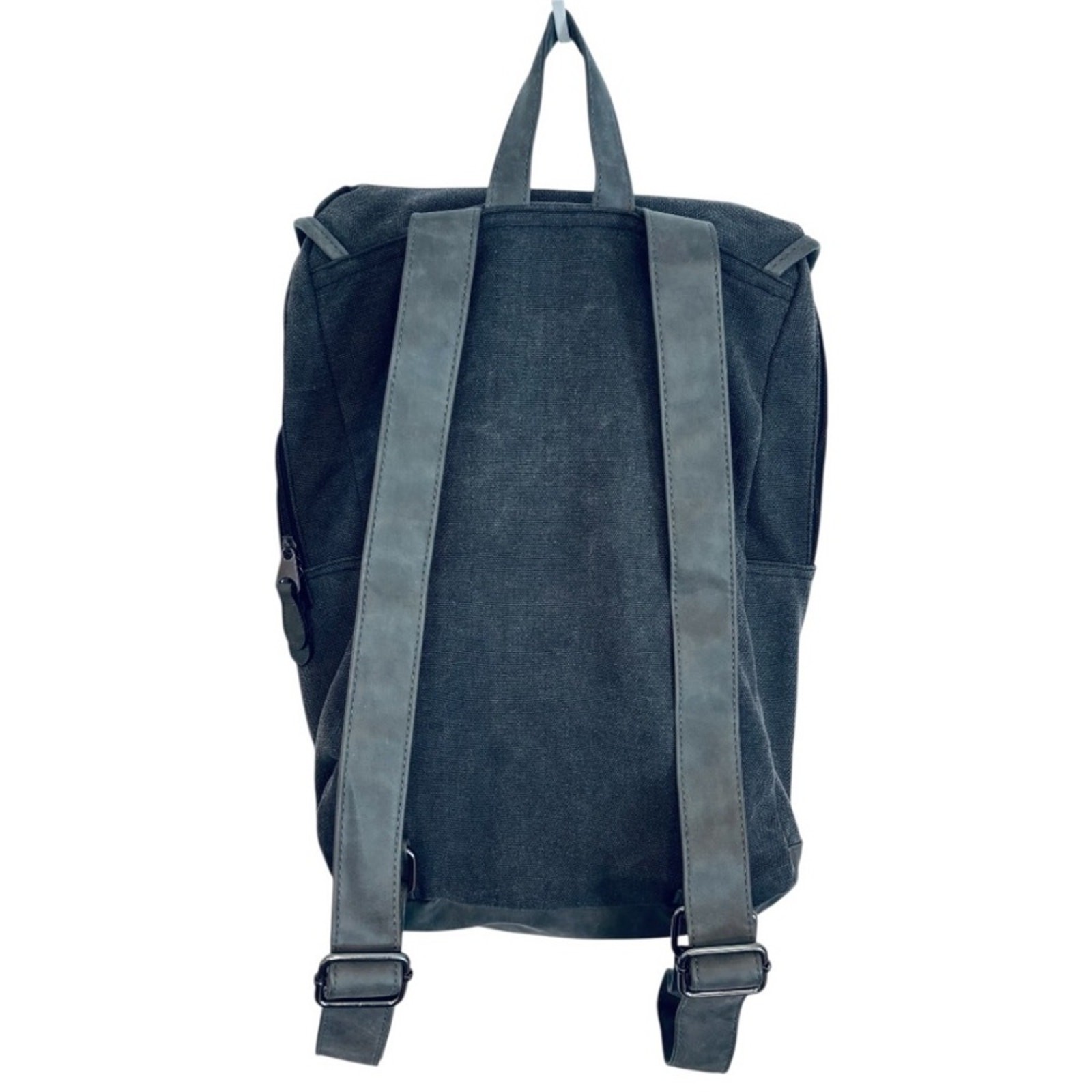 Unisex Gray Canvas Backpack with Flap Top & Drawstring Closure