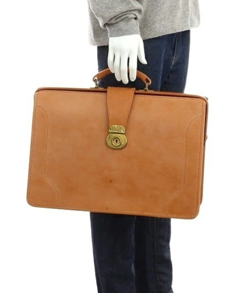 PAPWORTH Bridle Leather Briefcase Light Brown Made in England w/ 2 Keys