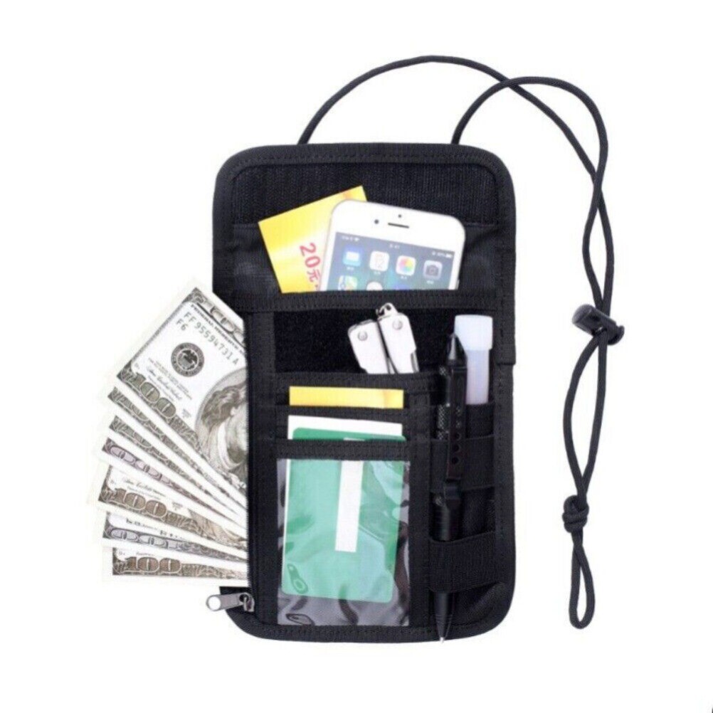 Tactical ID Credit Card Holder Case Passport Purse Chest Hanging Wallet Pouch