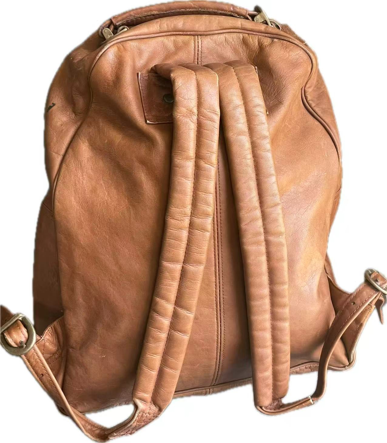 Vintage 90s W.K. Leathers Custom Backpack Colombia Error Patina Artisan OOAK
