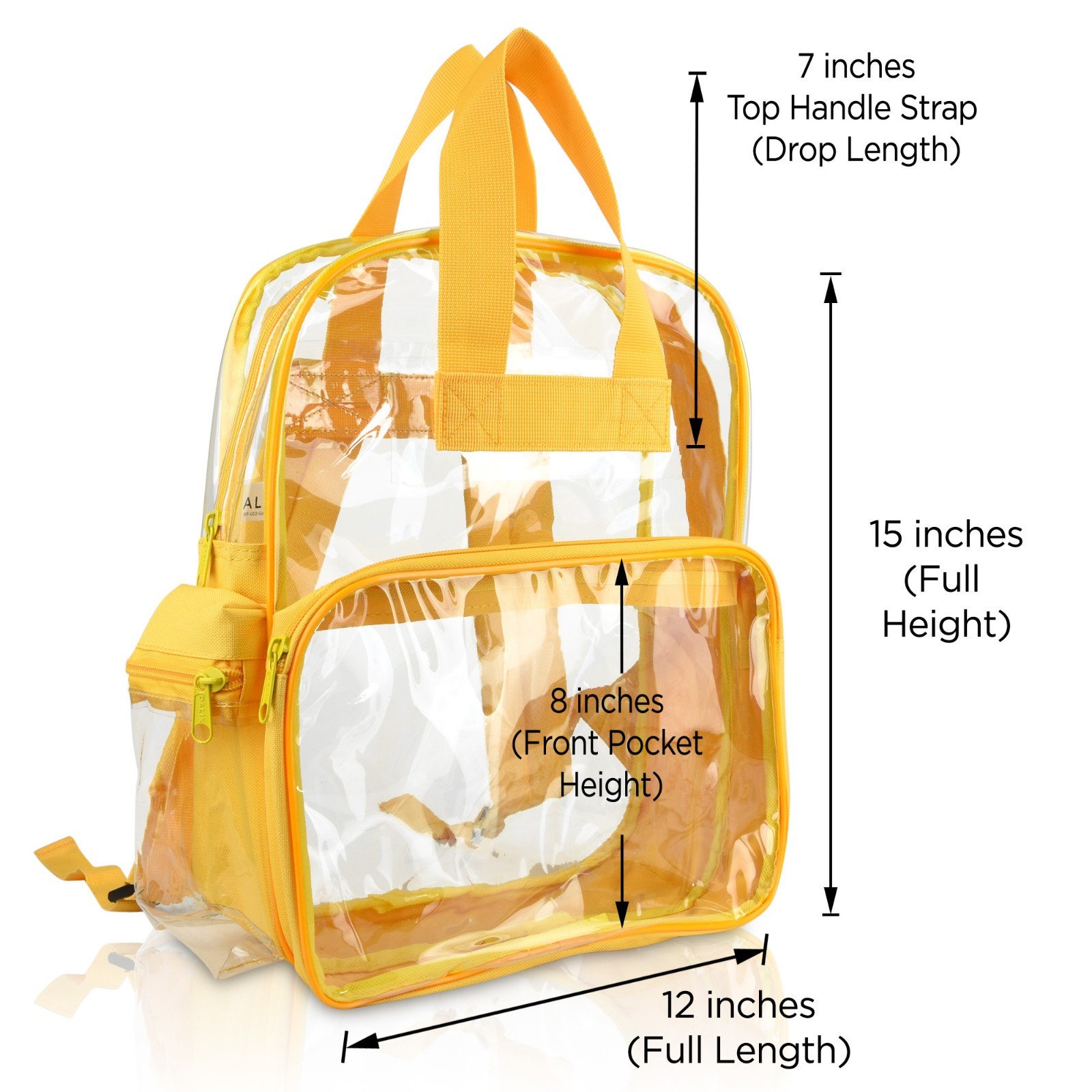 DALIX CLEAR BACKPACK TRANSPARENT PVC SCHOOL SECURITY GOLD FREE SHIPPING