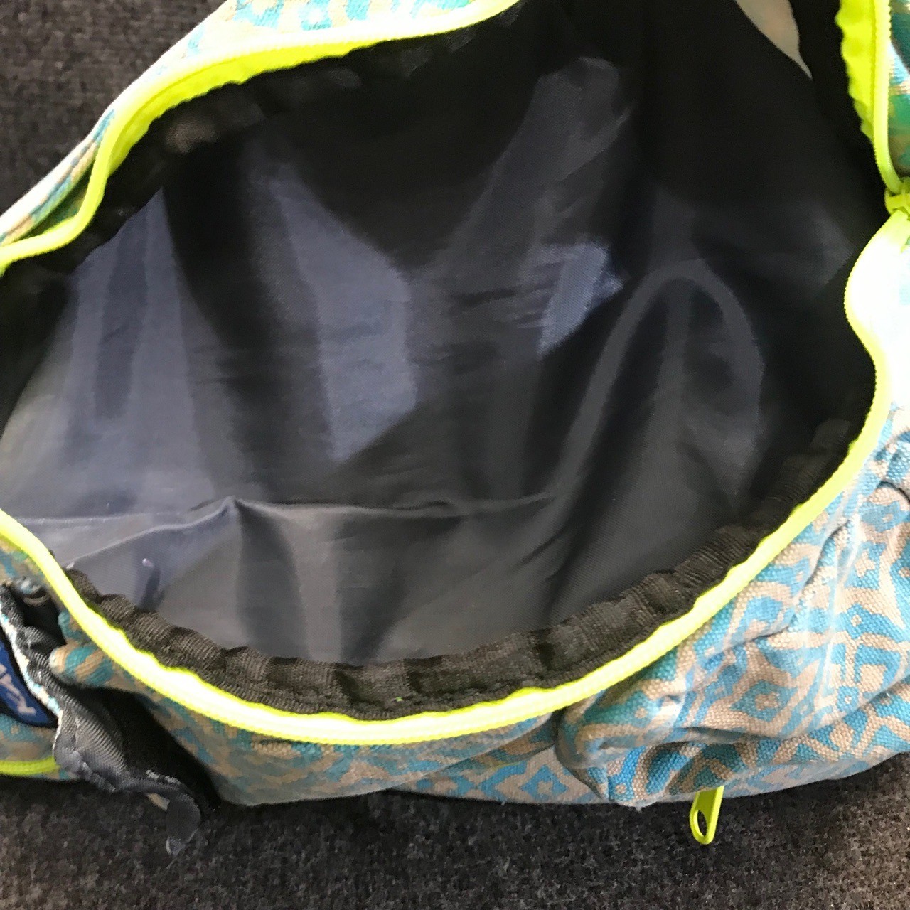 KAVU Rope Sling Bag Blue Tan Geometric Cross Body Outdoor Travel Backpack