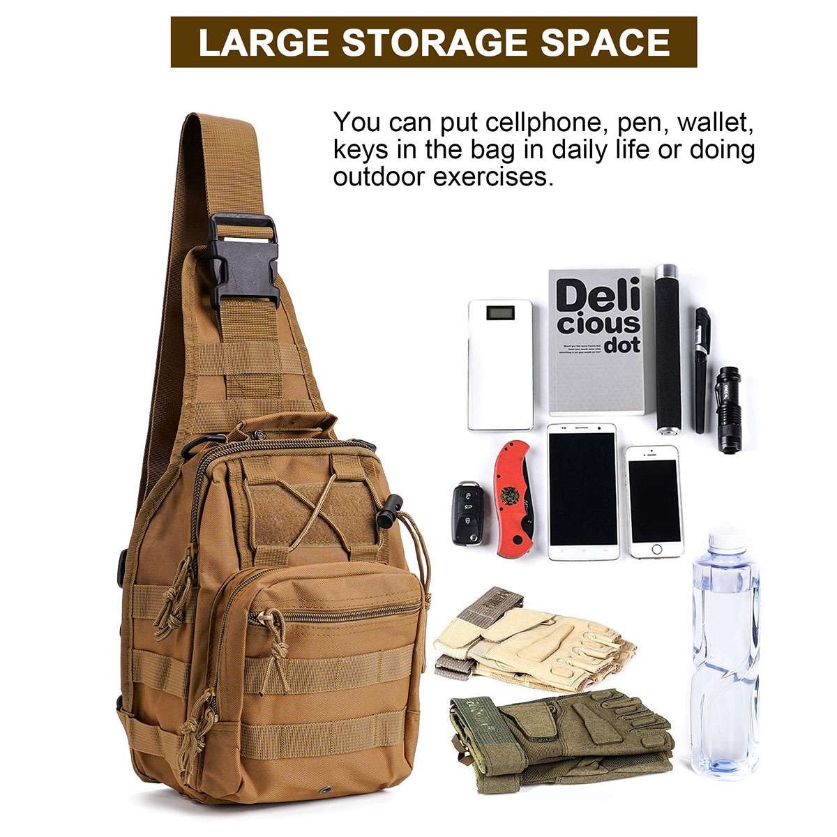 Mens Outdoor Shoulder Chest Bag Military Tactical Backpack Travel Camping Hiking