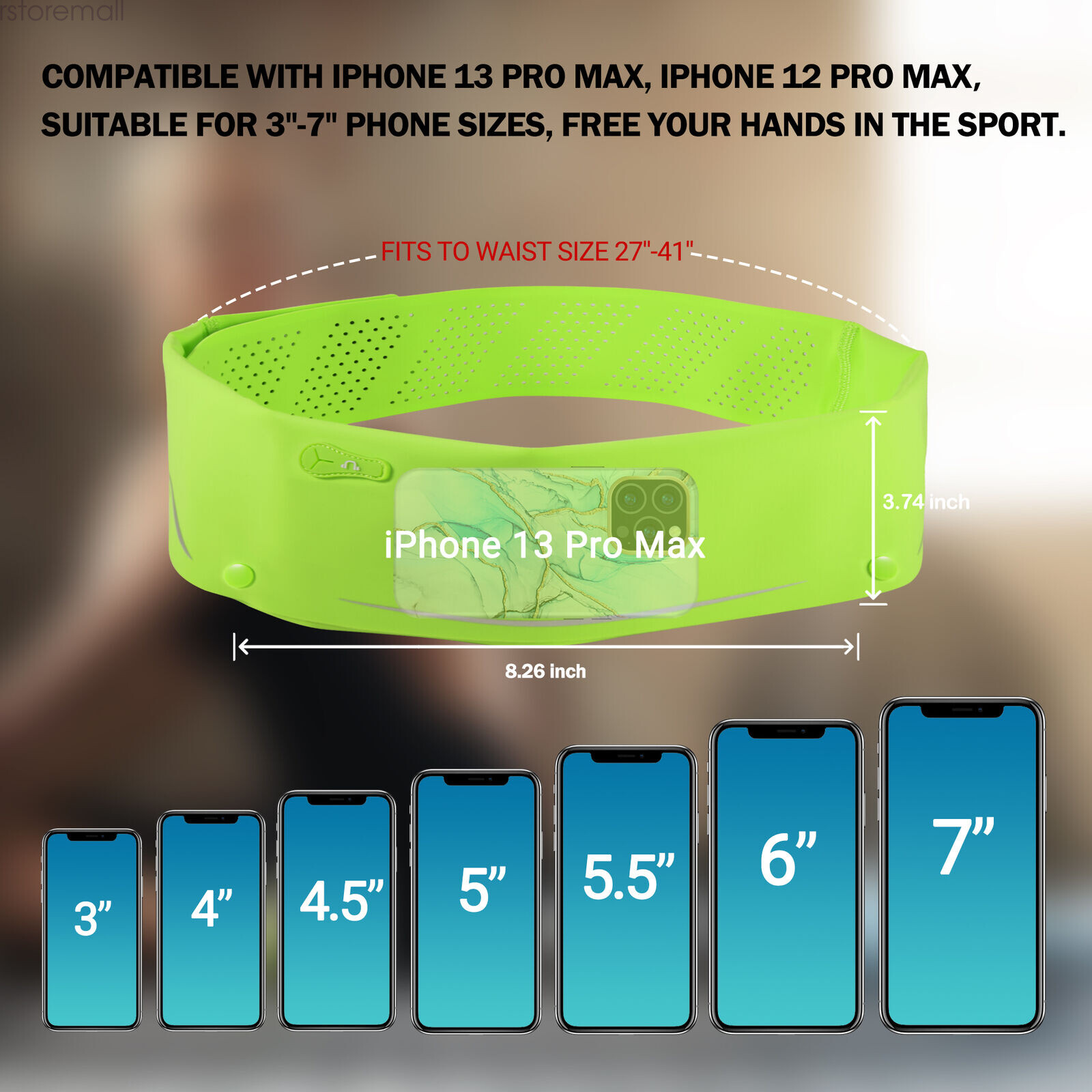 Running Belt, Adjustable Runner Waist Pack with Phone Holder for Fitness Jogging