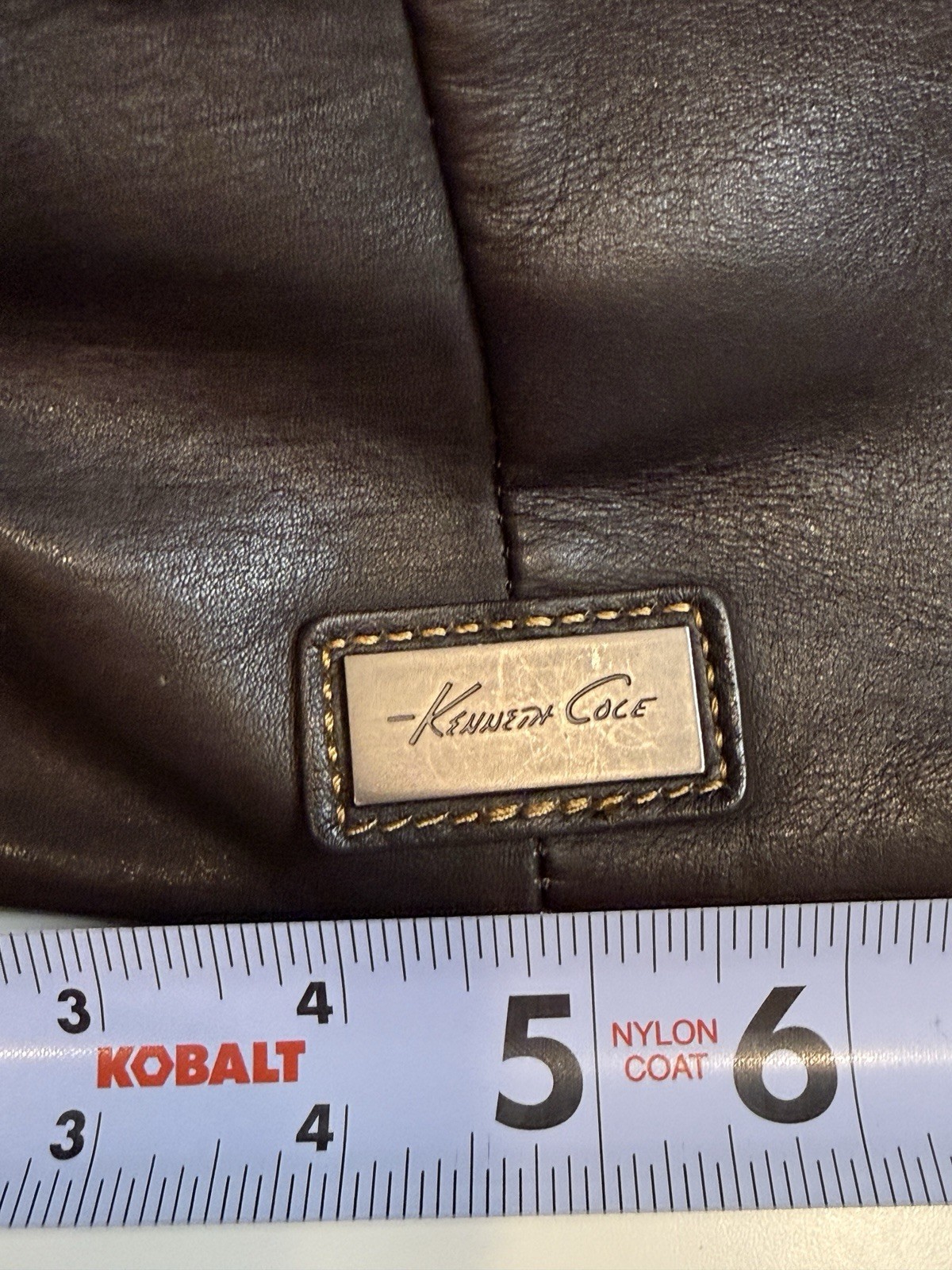 Kenneth Cole Dark Brown Genuine Leather Duffle Weekender Travel Bag Vintage Y2K