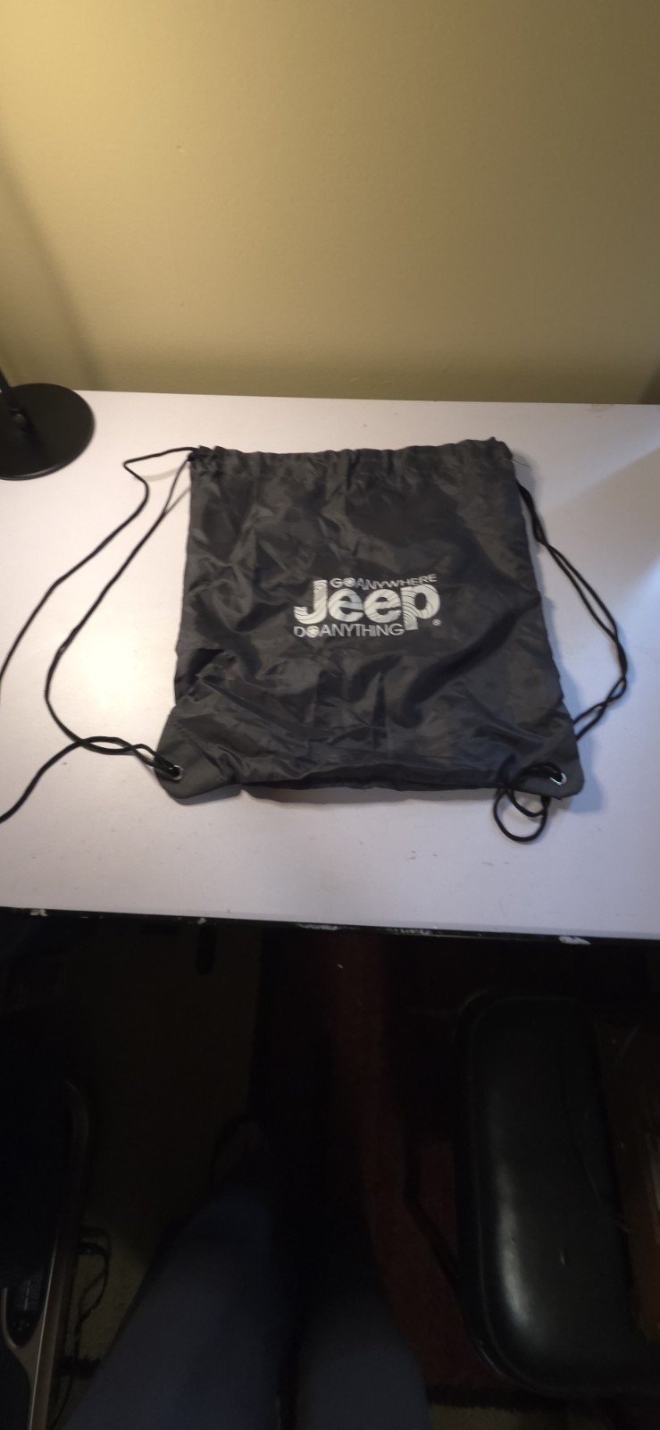 Jeep Black Lightweight Drawstring Backpack Gym Sack Shoulder Strap Men