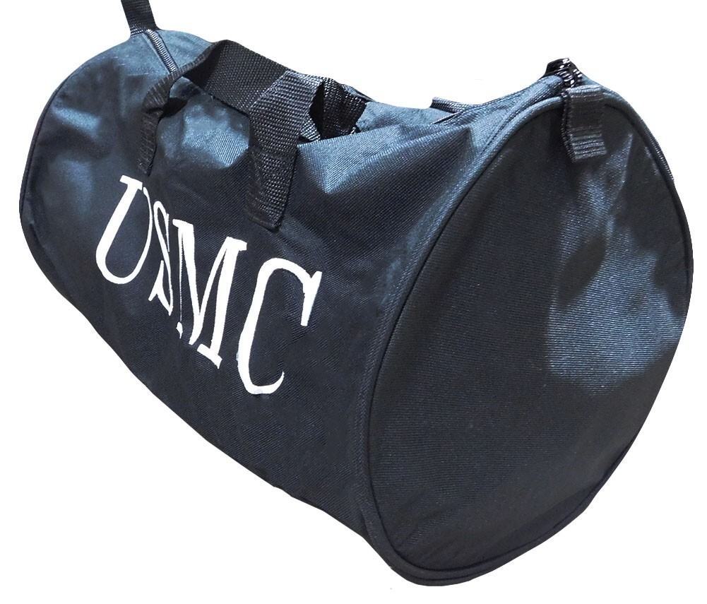 US Marine Corps Emblem Black Embroidered Military Duffle Travel Bag – Licensed
