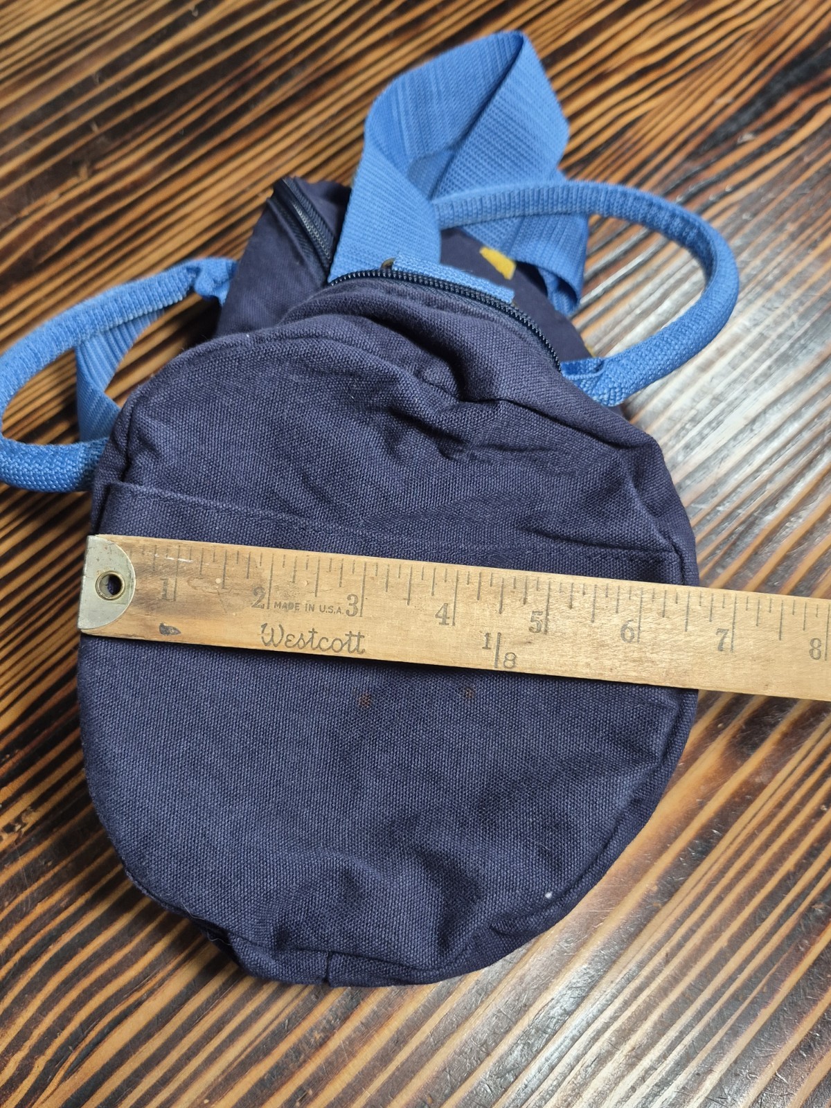 TOMMY HILFIGER Round Barrel Varsity Duffel Bag Navy Yellow 13″X9″ Y2K