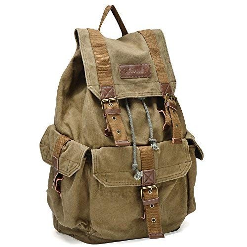 21101AMG Specially High Density Thick Canvas Backpack Rucksack, Field Tan, Large