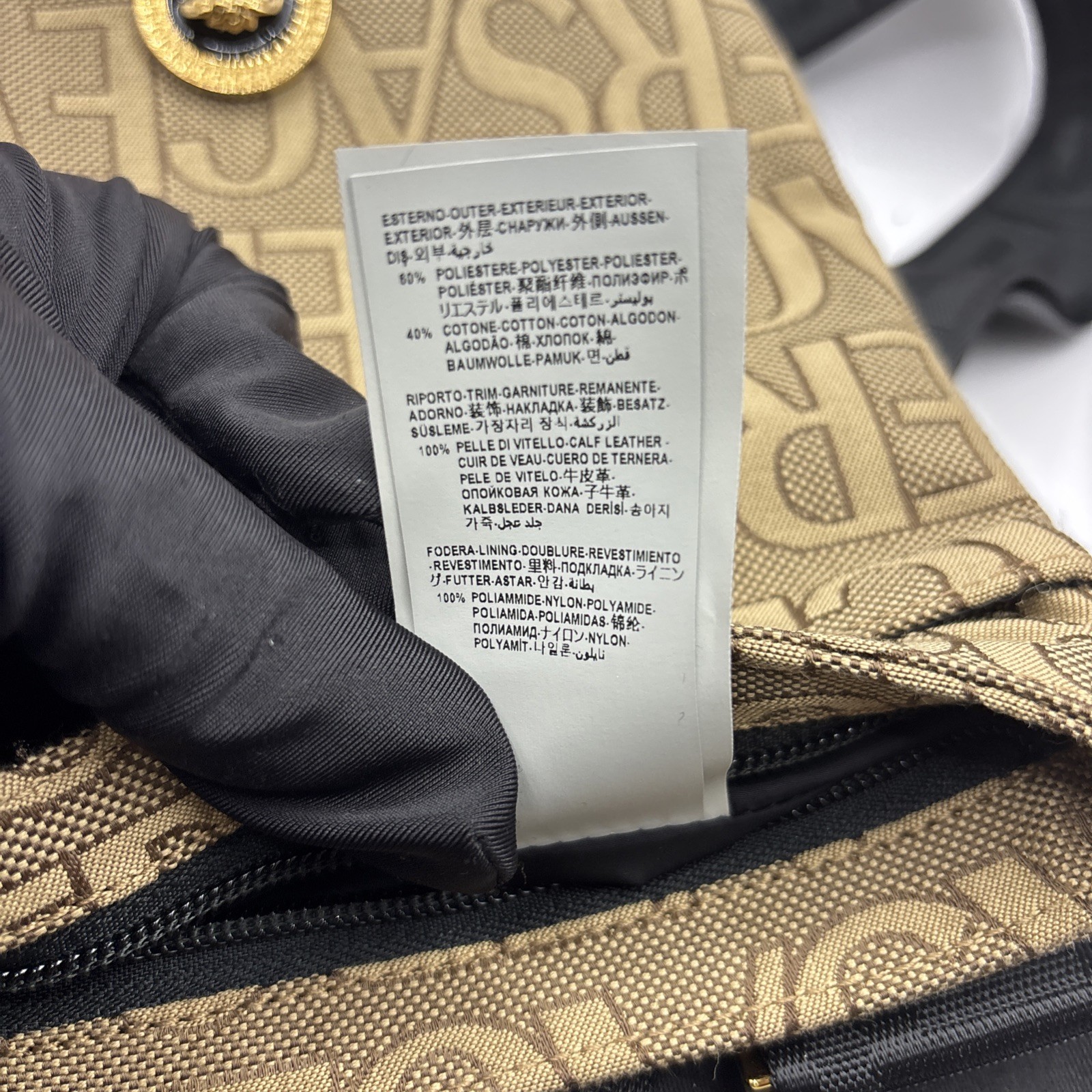 Versace 1020745 La Medusa Canvas Fabric Logo Crossbody All over Bag $850