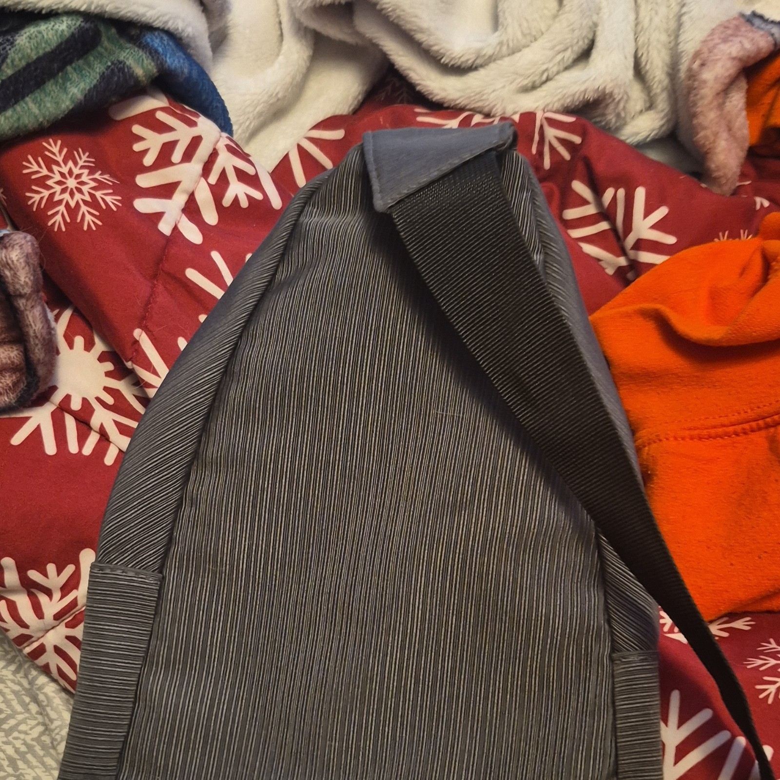 Men’s Gray Striped Sling Crossbody Chest Pack, Zip Closure, Adjustable Strap