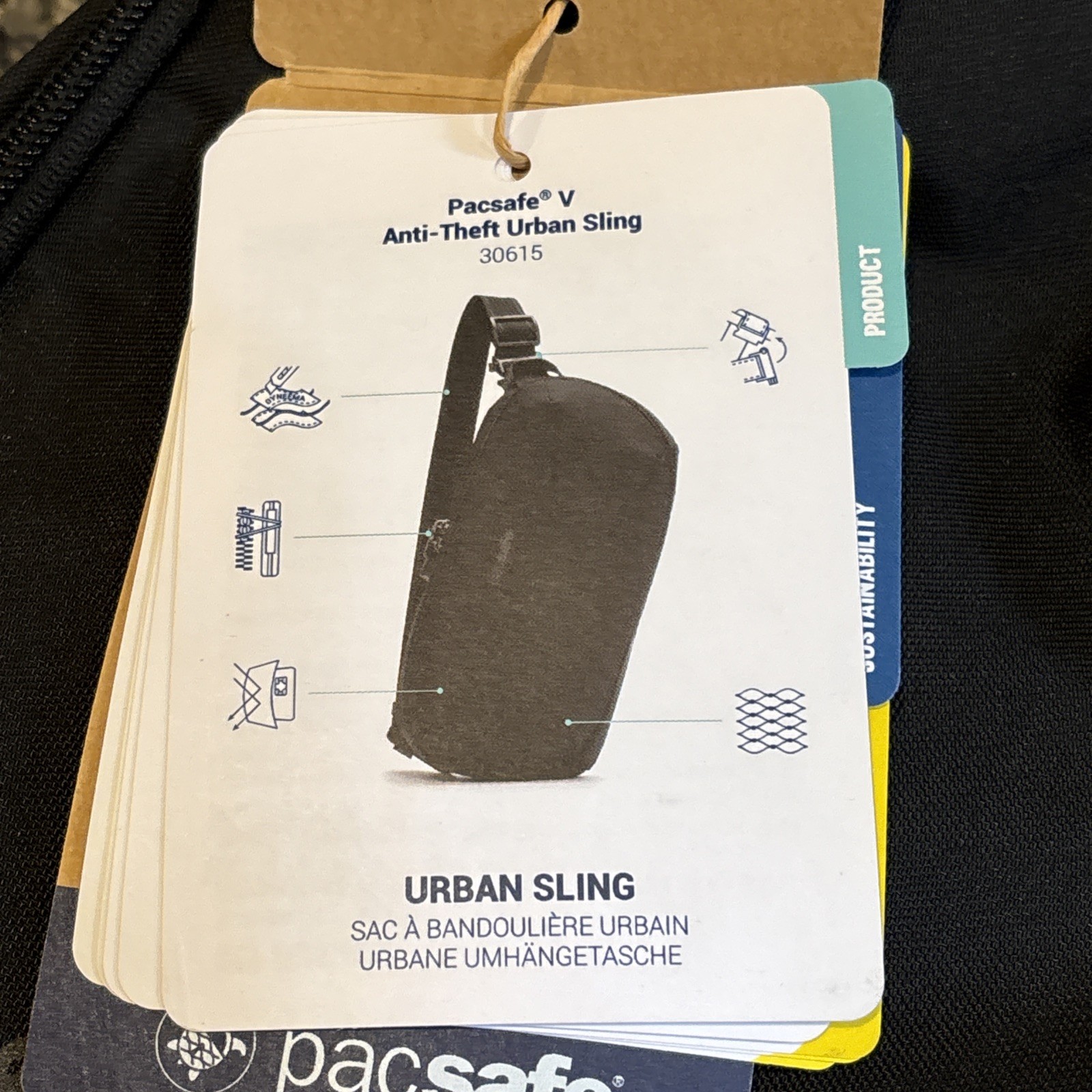 Pacsafe V 30615 Tech Metrosafe X Anti-Theft Urban SLING Crossbody Bag Black NWT
