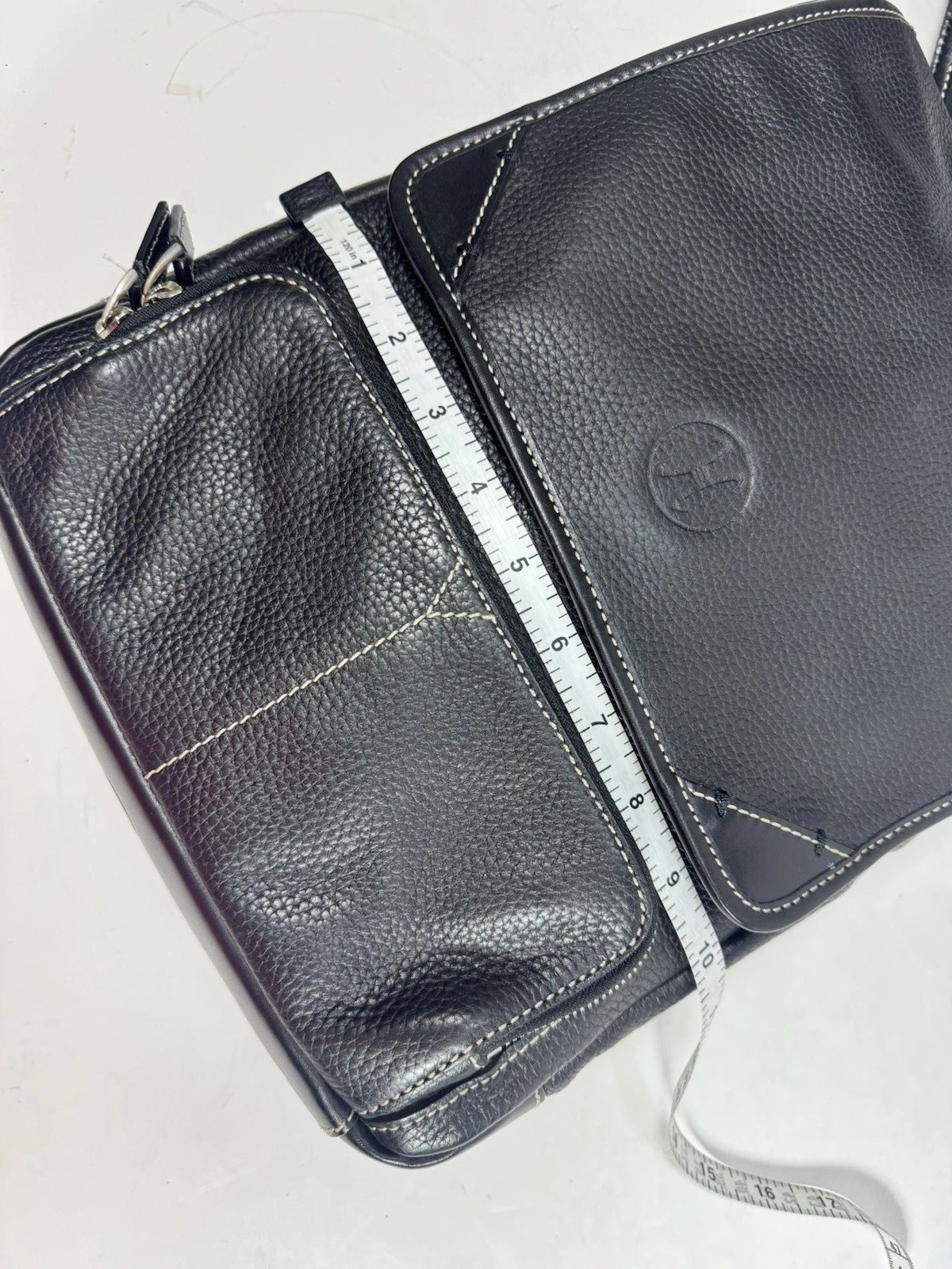 cole haan leather messenger bag Flap Over Black 15x10x3 New Without Tags (80)