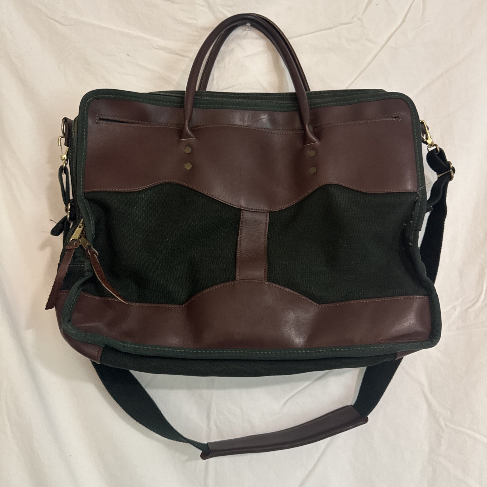 Vintage Orvis CANVAS /Leather BACK DRY GOODS Briefcase Messenger Shoulder Bag