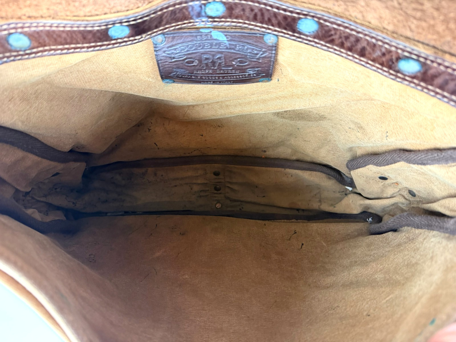 Vintage RRL Double RL Ralph Leather & Canvas Messenger Shoulder Bag DISTRESSED