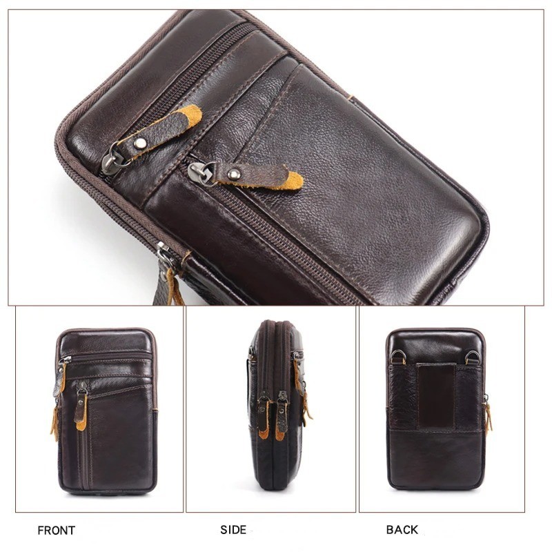 Men’s Leather Waist Pack Belt Bag Crossbody Phone Pouch Travel Shoulder Bag