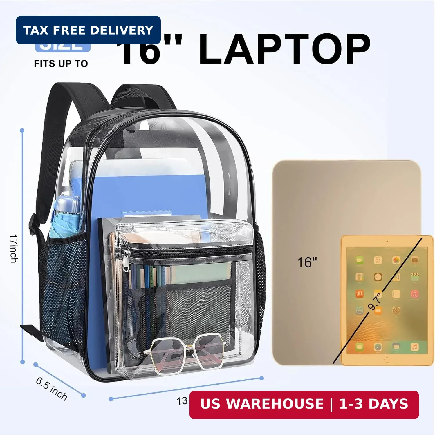 Clear Backpack, Heavy Duty PVC Transparent Backpack, Clear Book Bag,See Through