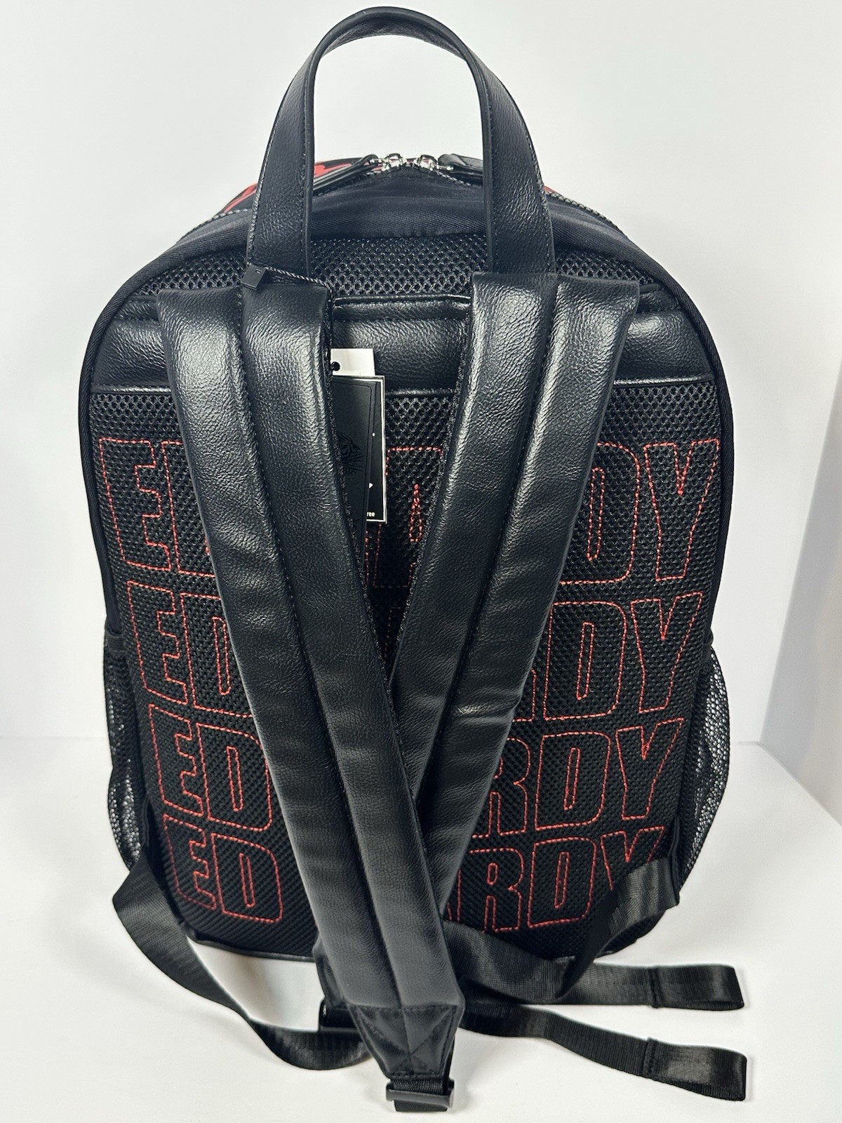 Ed Hardy Backpack Black Check Patches Backpack New