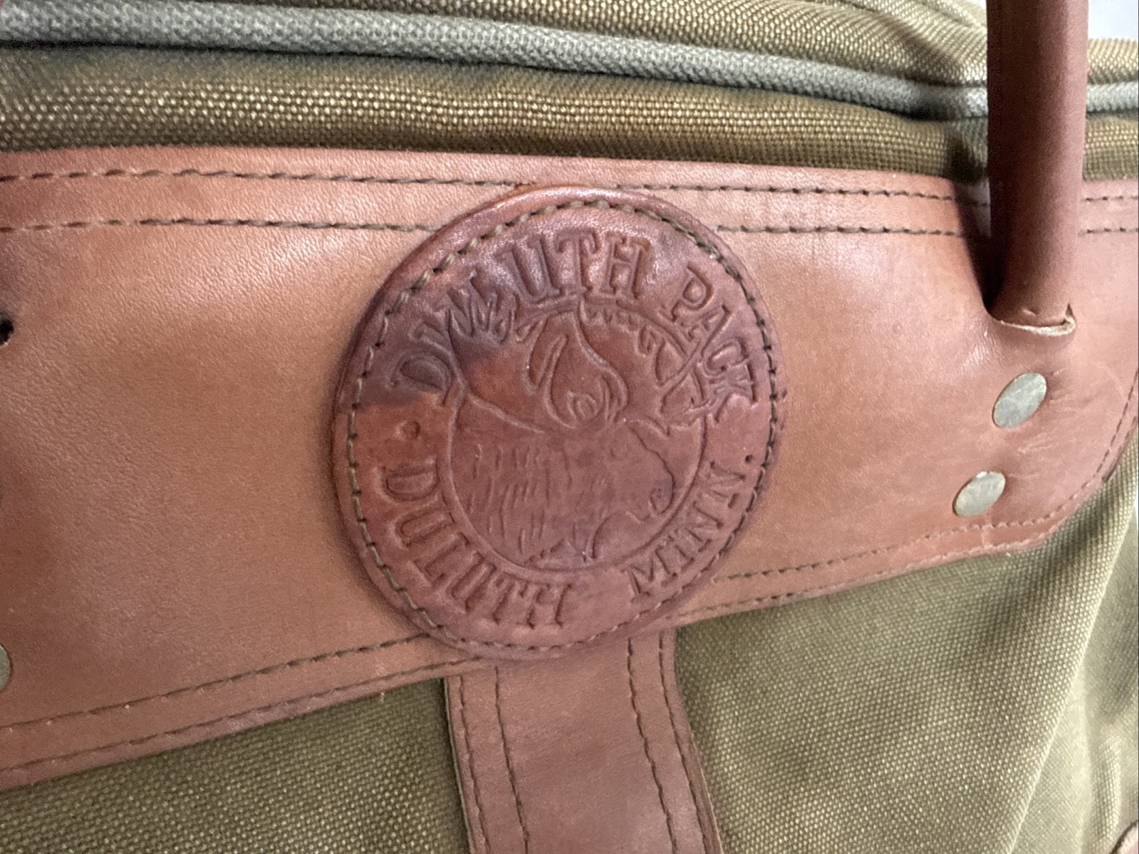 Duluth Pack MINN Green Canvas Leather Briefcase USA Travel Bag VTG Well Used