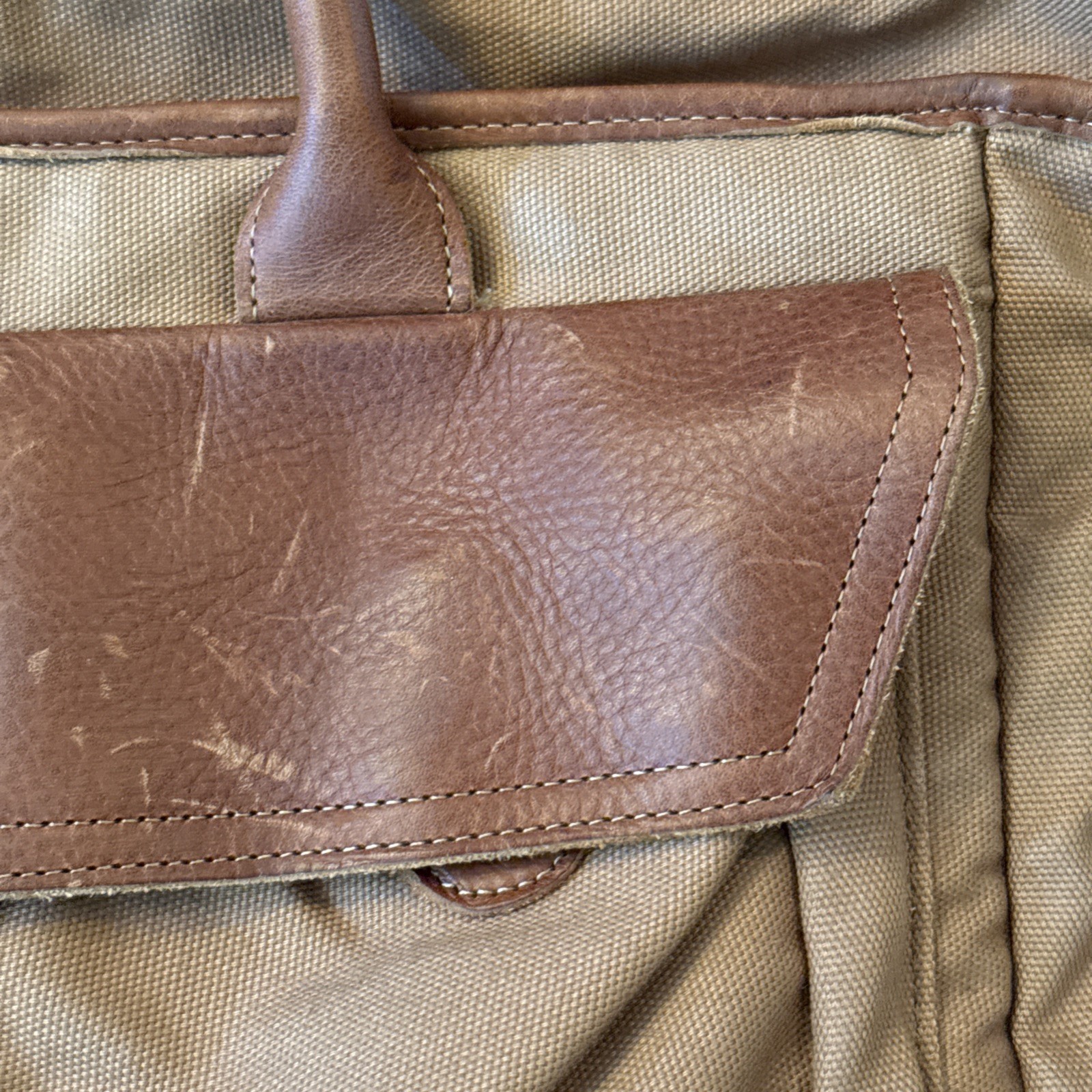 Duluth Trading Company Superior Street Fire Hose Briefcase Brown Canvas Leather