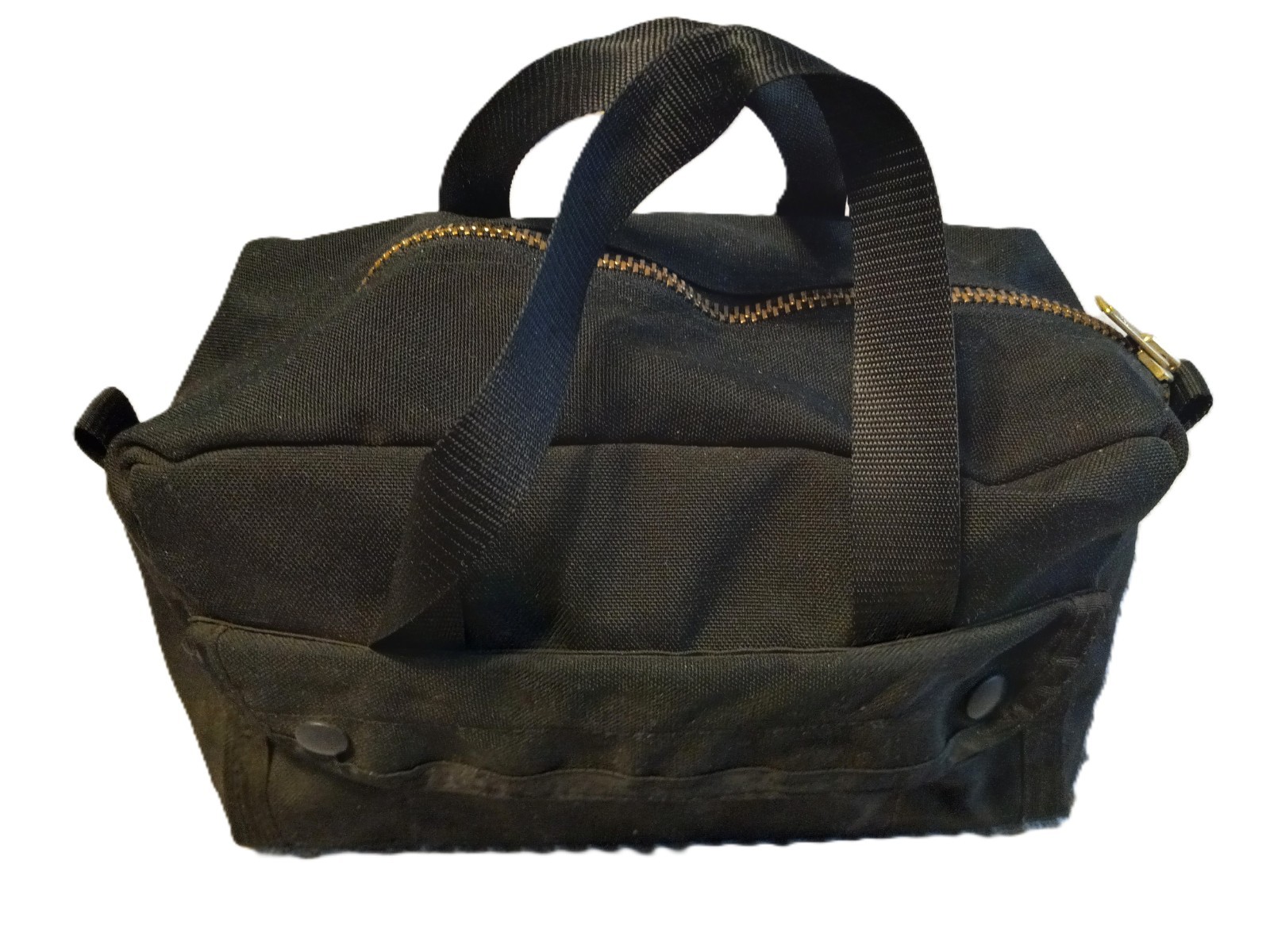 Small Black Heavy Duty Tool Bag, travel, Zipper,12X8X6,Side Pockets,Straps