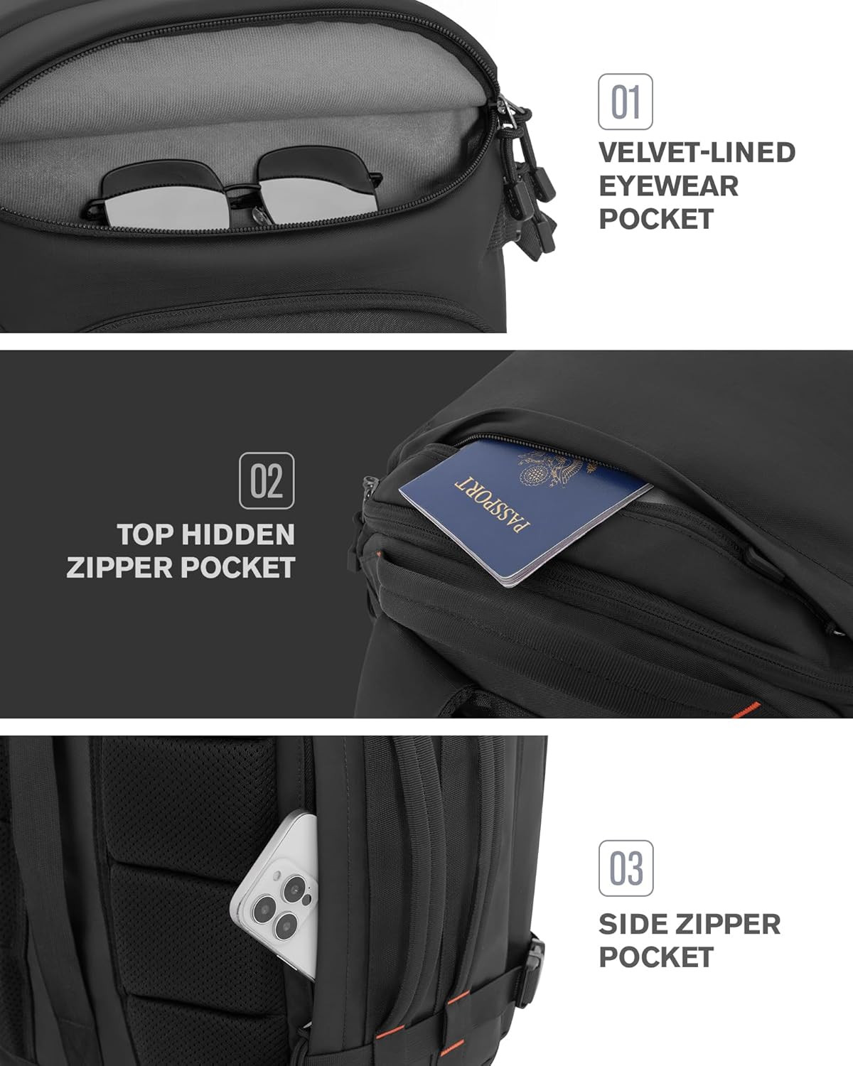 40L Water-Resistant Travel Backpack with Packing Cubes – Black Laptop Bag