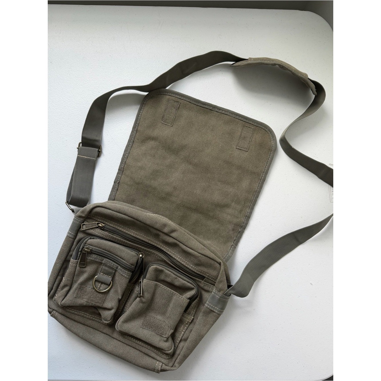 Olive Green Messenger Bag Small Canvas Multi Storage Tactical Hunting Camping