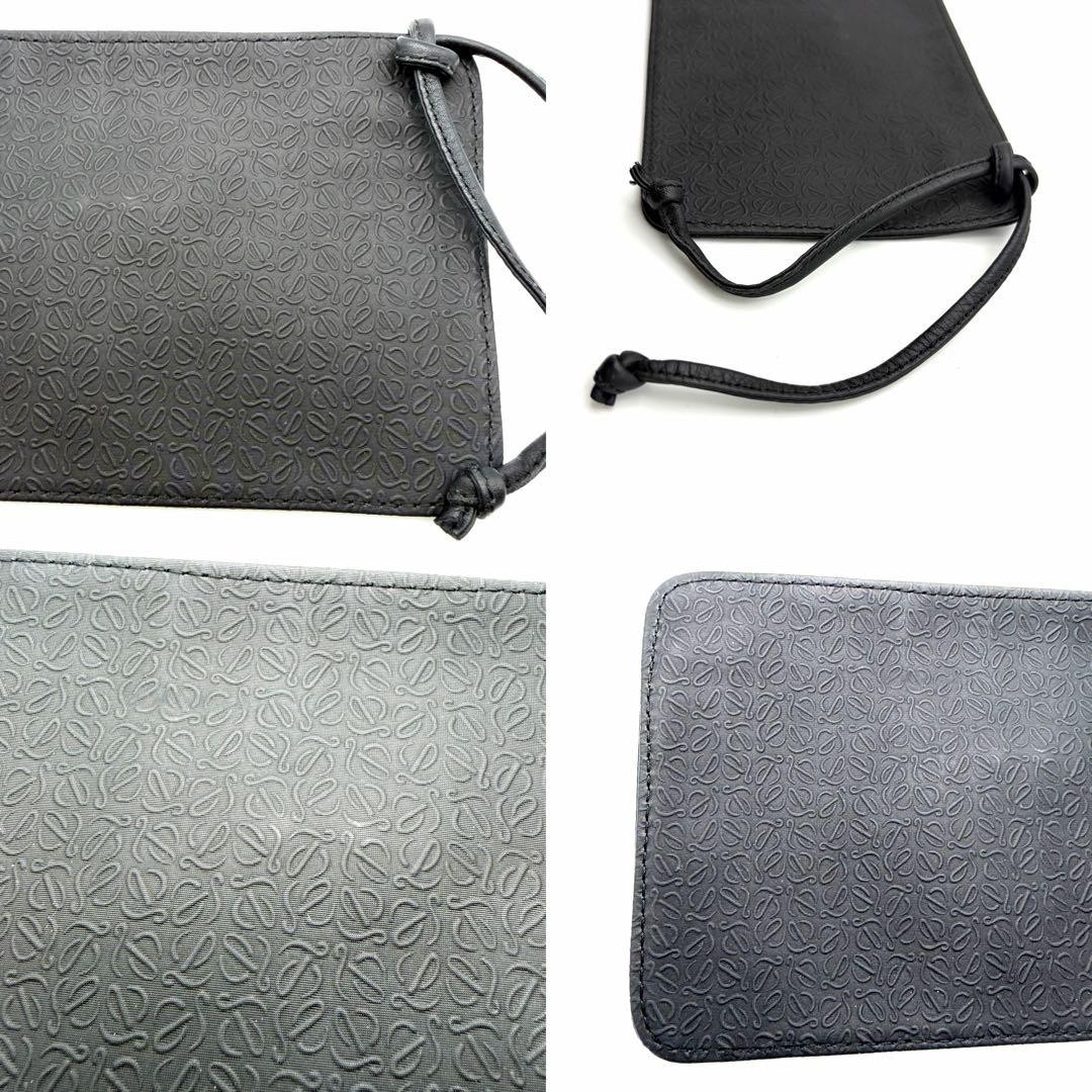 LOEWE Shoulder Bag Repeating Anagram with Pouch Leather Men Size 36x28cm