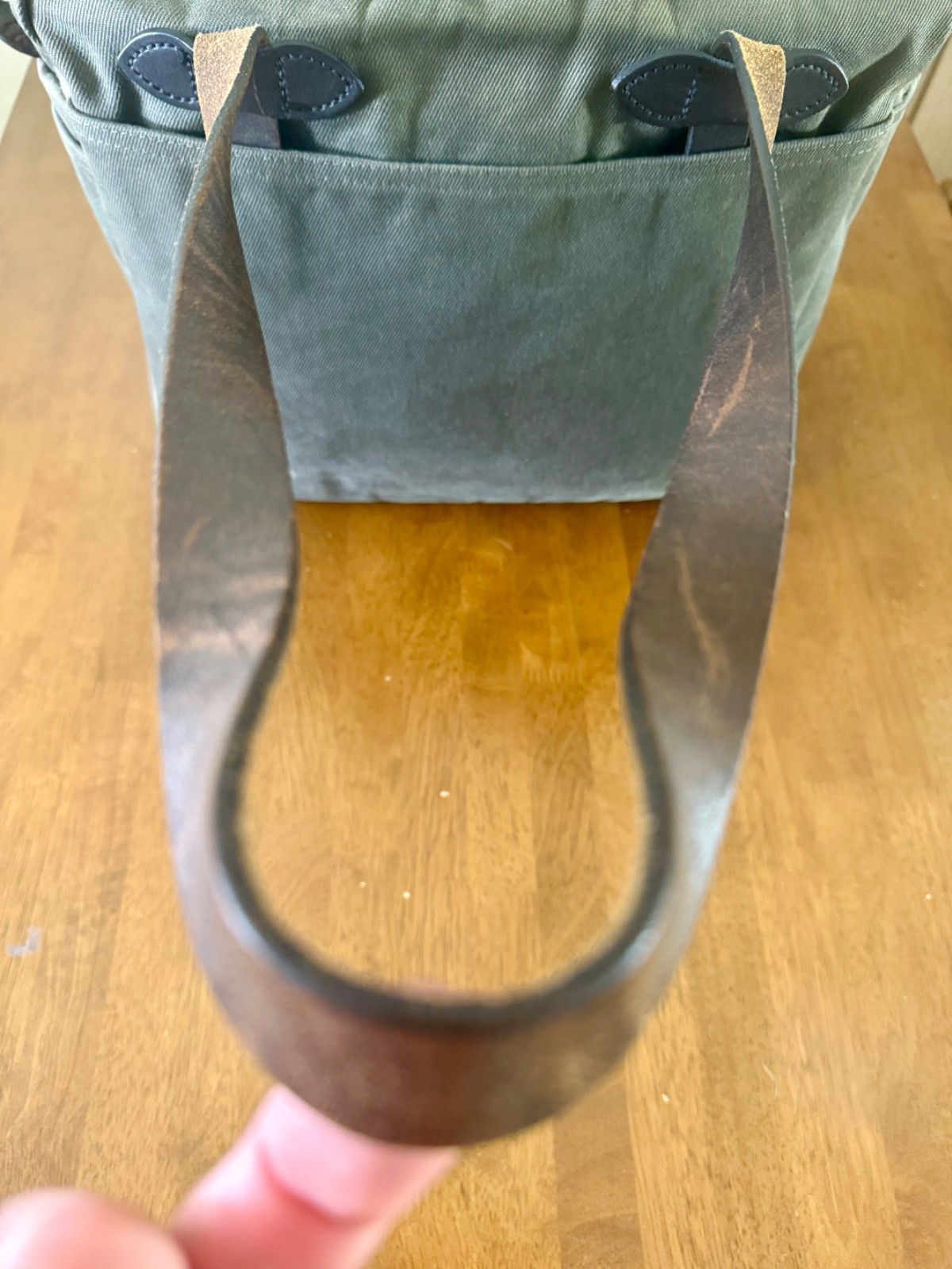 Filson 261 Zip Tote Bag Otter Green USA Rugged Twill Leather Handles