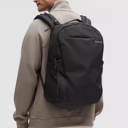Lululemon Triple-Zip Tech Canvas, 28L Backpack In Black / Tan Interior
