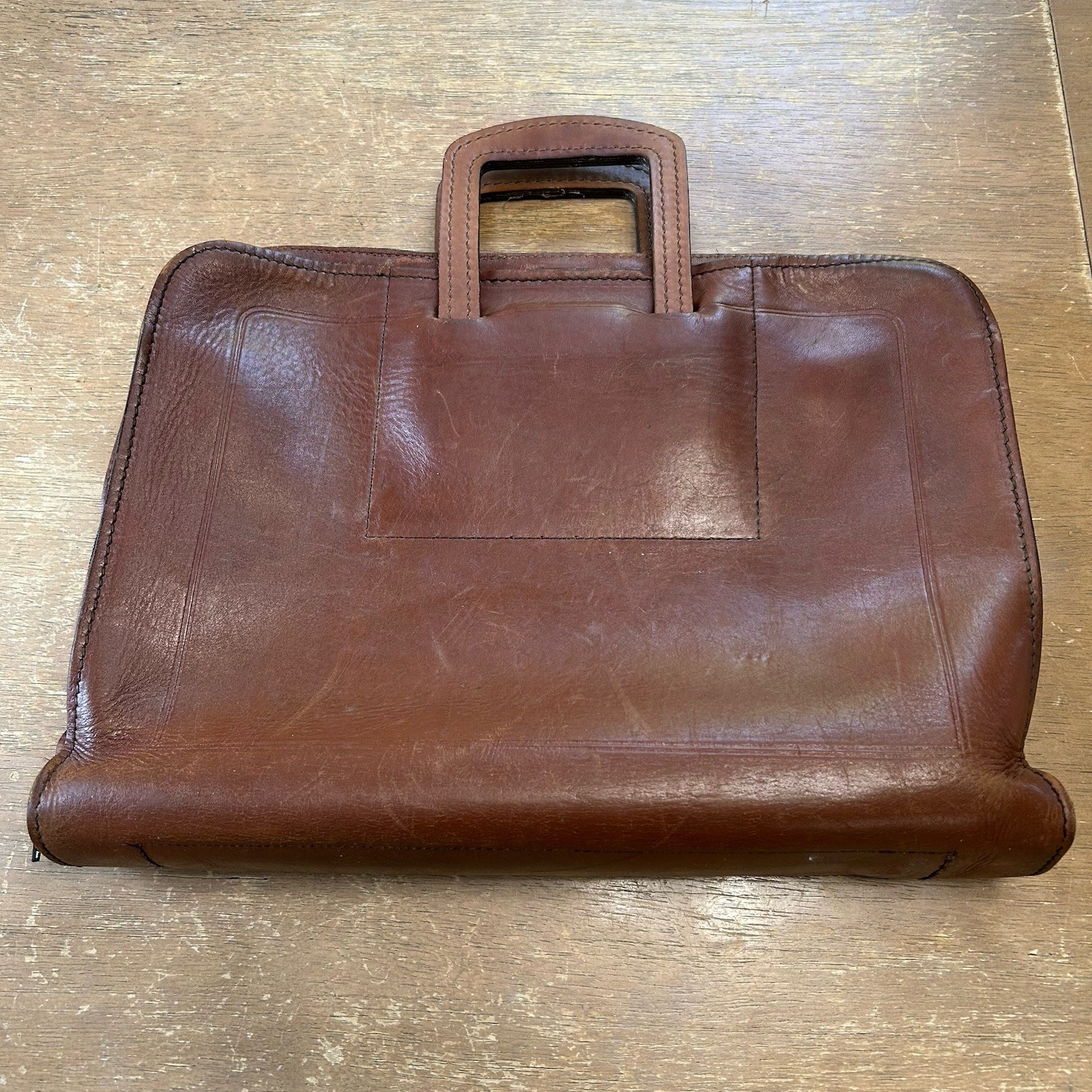 Schlesinger Leather Portfolio Attache California Saddle Leather Brown Vintage