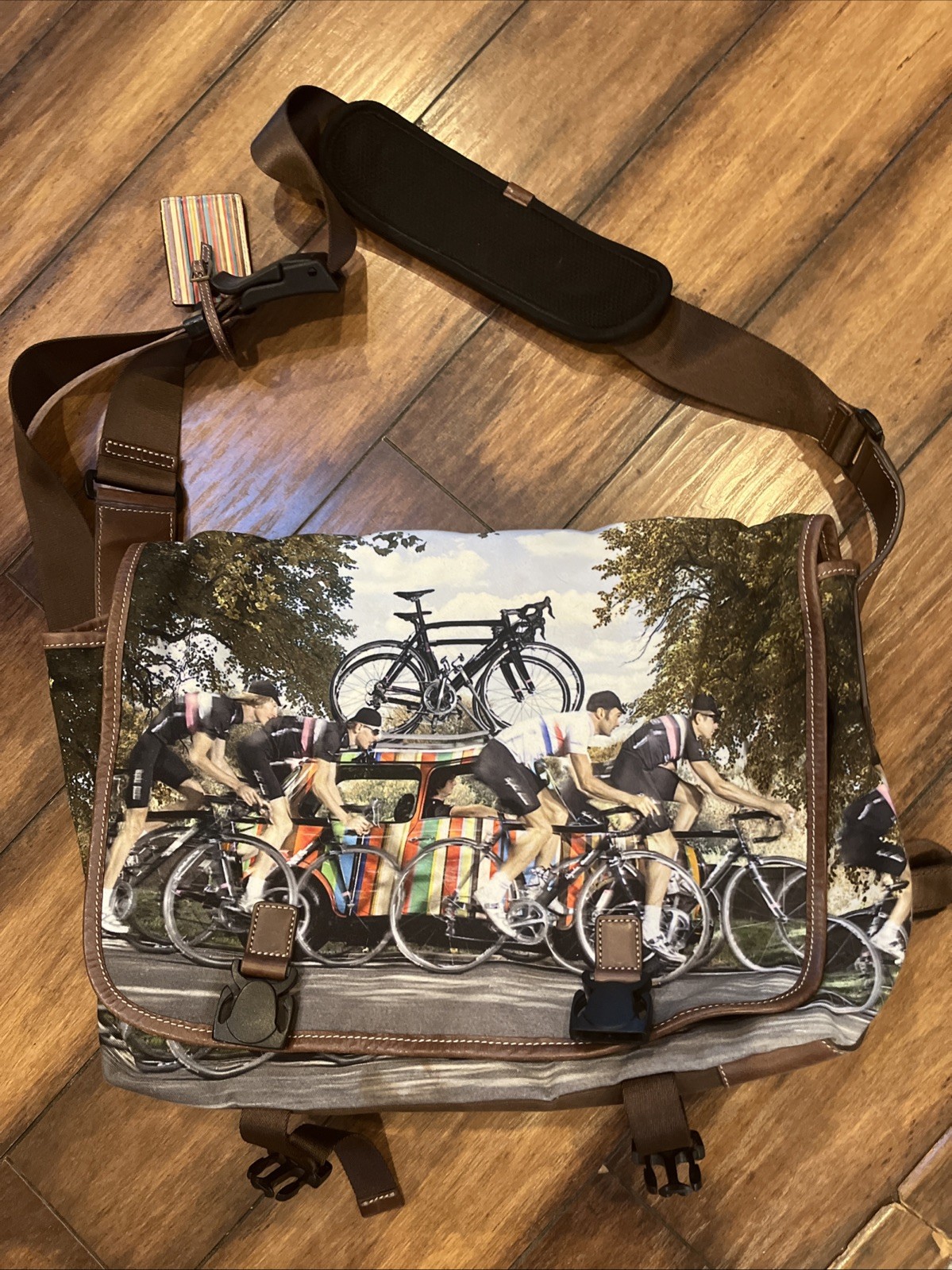 Paul Smith Mini Cooper & Rapha Cycling Team Cotton Leather Courier Bag Laptop