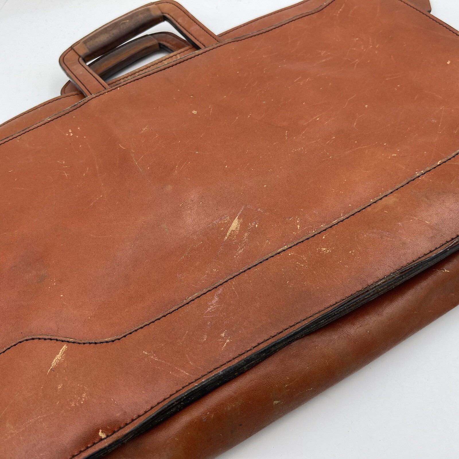 Vintage Schlesinger Brothers Briefcase Casesetter Slim Portfolio Brown Leather