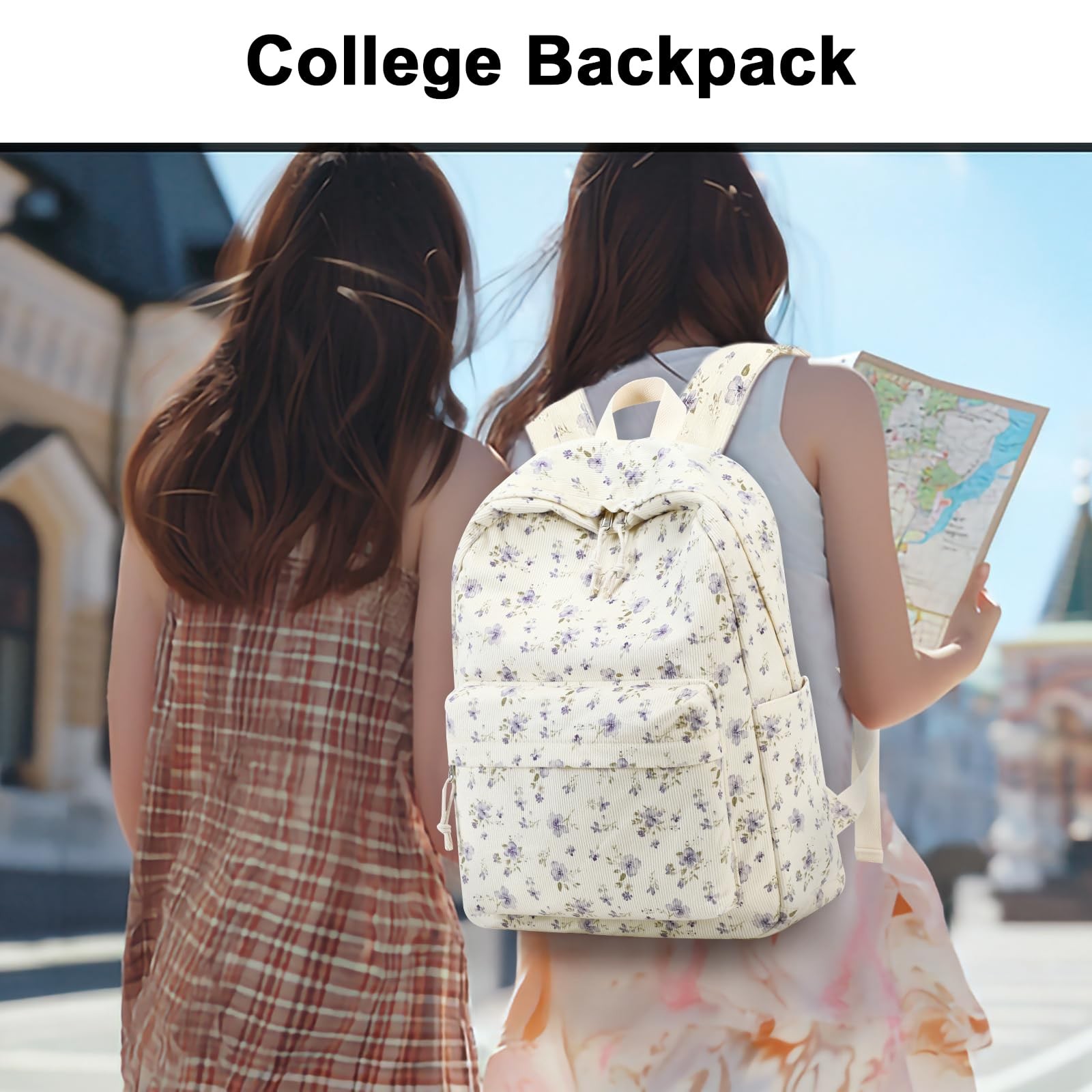 School Backpack for Girls Teens Large Corduroy Bookbag Lightweight 15.6 inch …