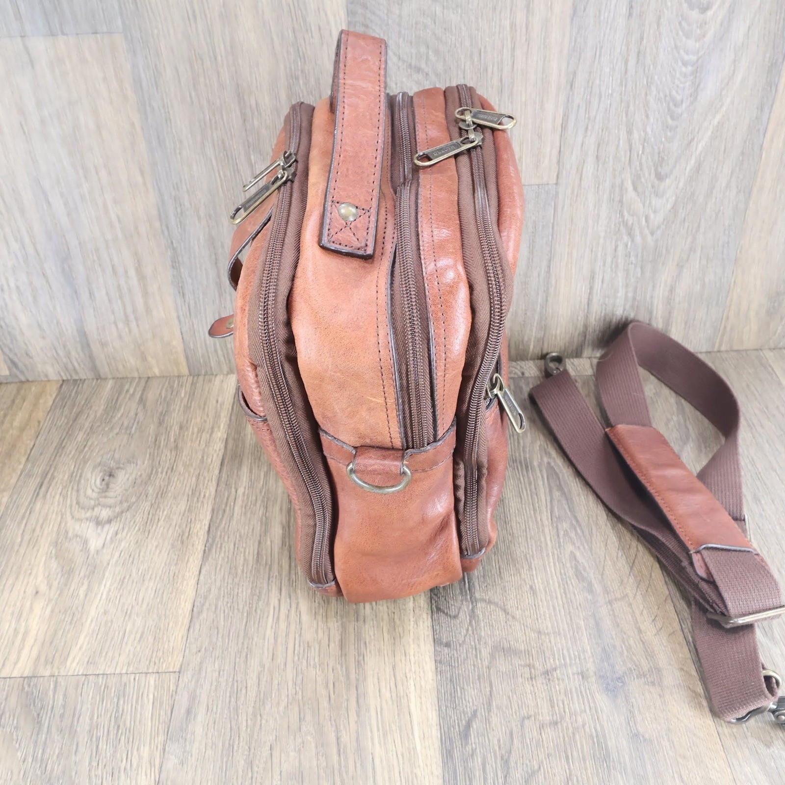 Duluth Trading Co Brown Leather Messenger Crossbody Bag Travel Utility Pouch