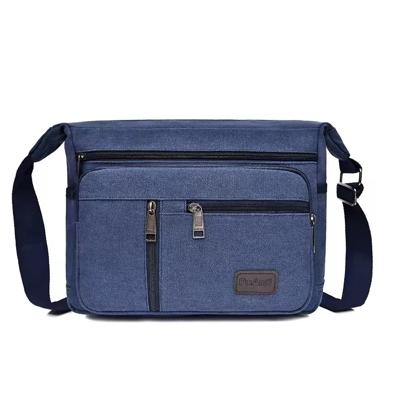 Men Casual Canvas Shoulder Bag Large Capacity Crossbody Messenger Travel Bag