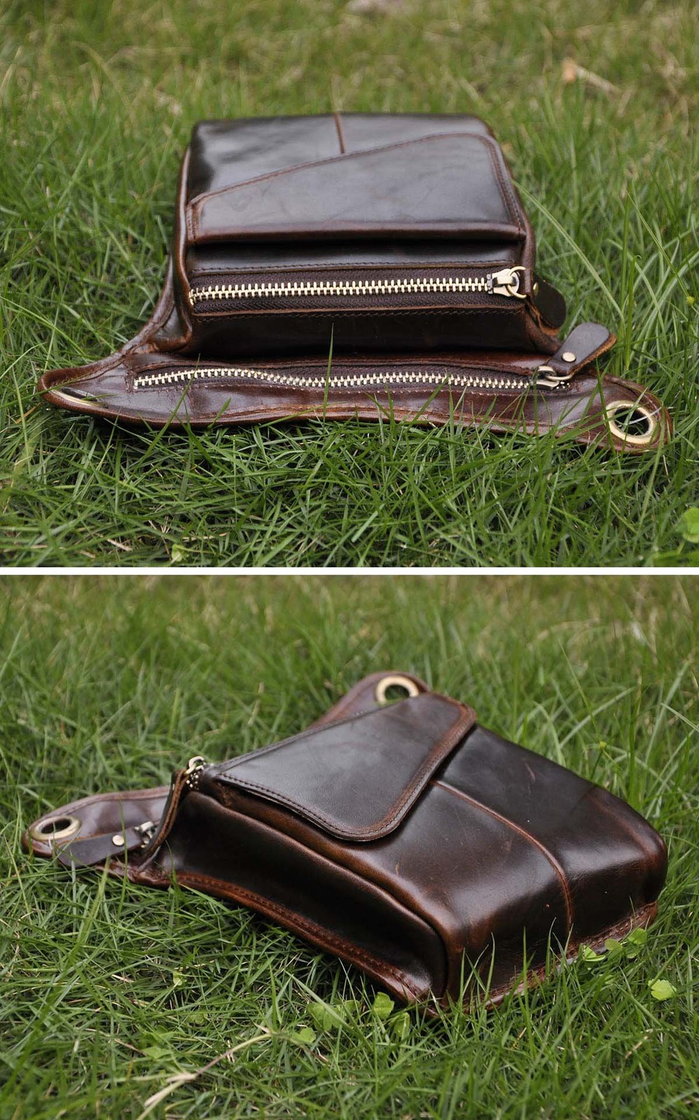 Men’s Genuine Leather Backpacks Leg Pouch Leg Bag Waist Bag Hip Bum Weist…