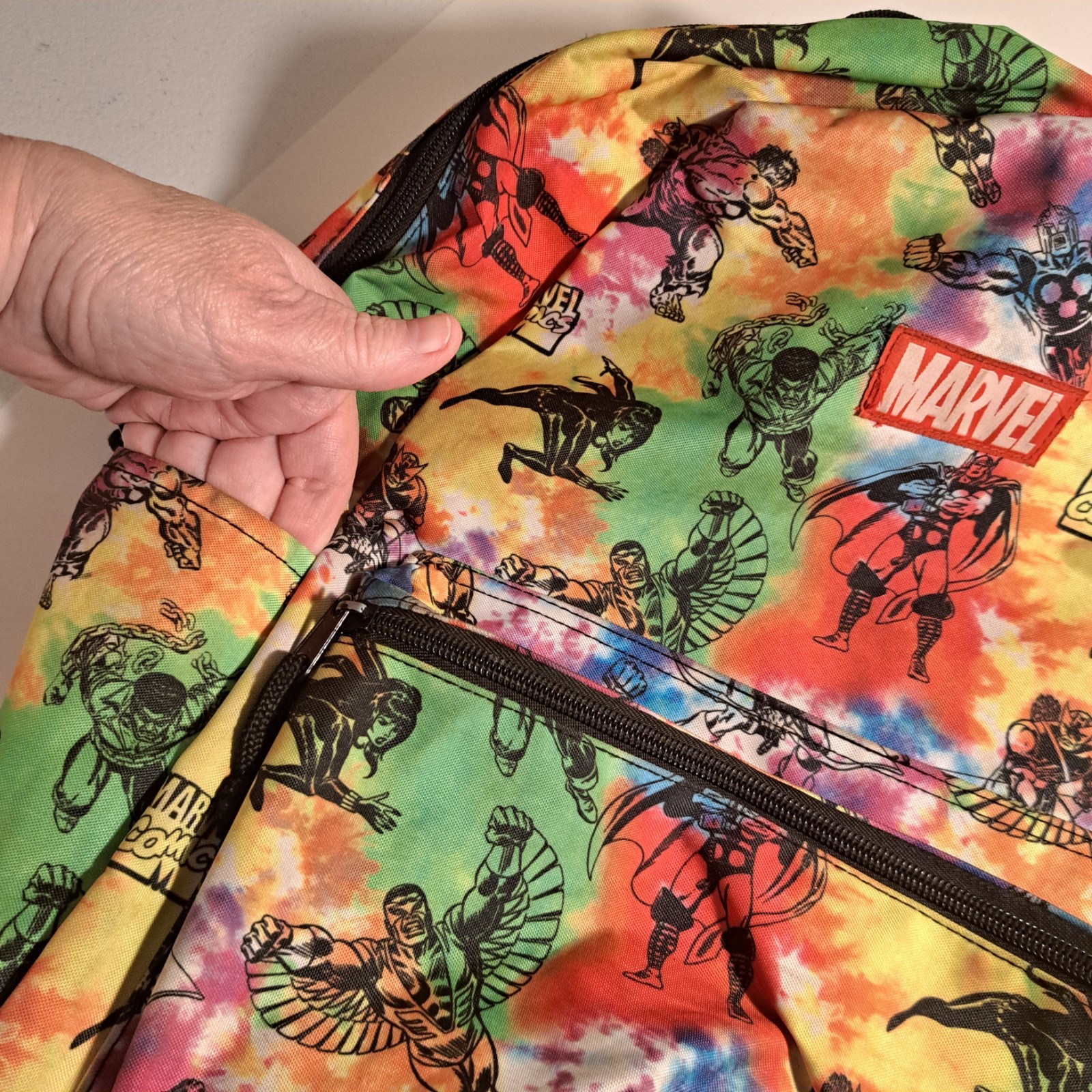 Marvel Super Hero Backpack Comic Book Multicolor Tie Dye
