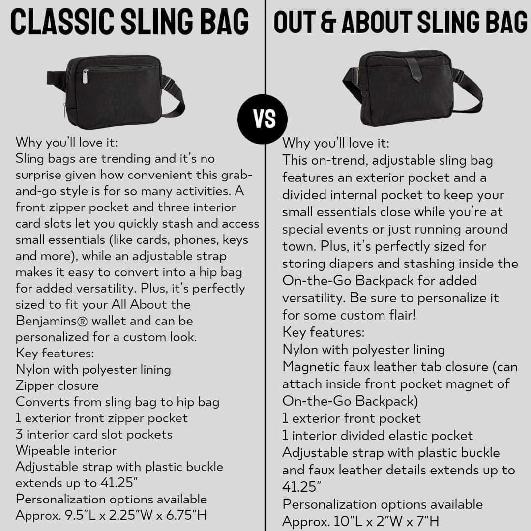Thirty-One Out and About Sling Bag Black Nylon Convertible Hip Belt Bag