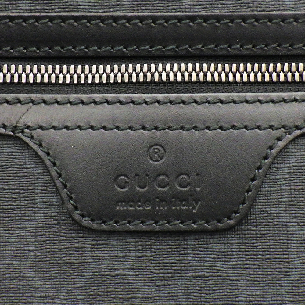 Gucci 387514 Shoulder bag GG Supreme canvas black PVC leather silver hardware