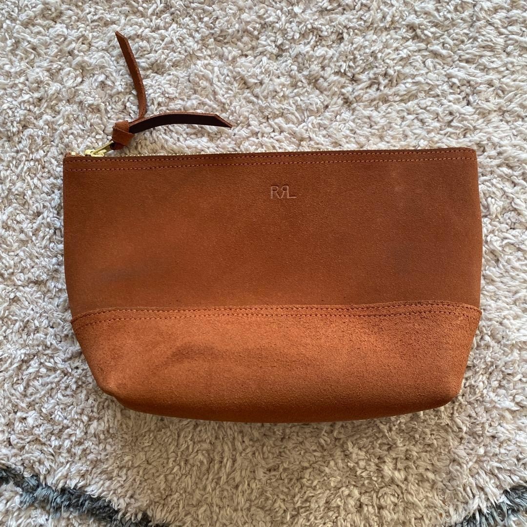 RRL Double RL 5619600 Leather Clutch Bag Brown Vintage Old Model Auth