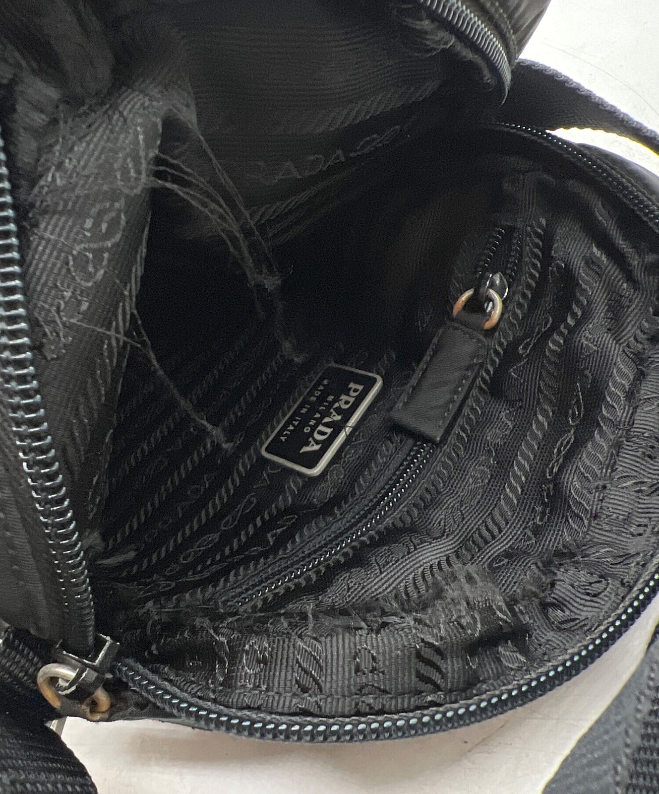 PRADA Mens Black Small Shoulder Bag Adjustable Strap 80 to 150cm W17 H18cm Auth