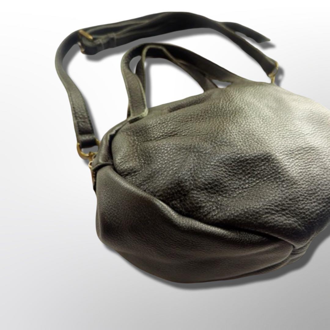 Archive 2000s real leather shoulder bag, unisex, 2way oval style, used