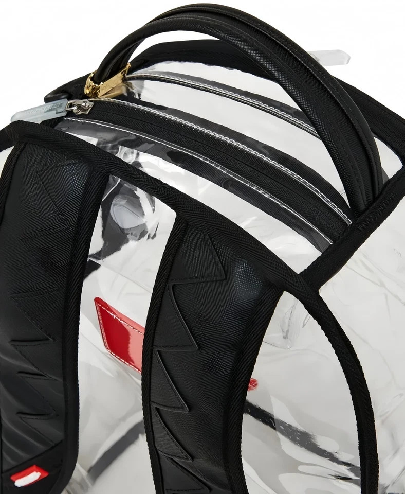 100% Clear PVC SchoolBag Sprayground Transparent Shark Central Large Backpack