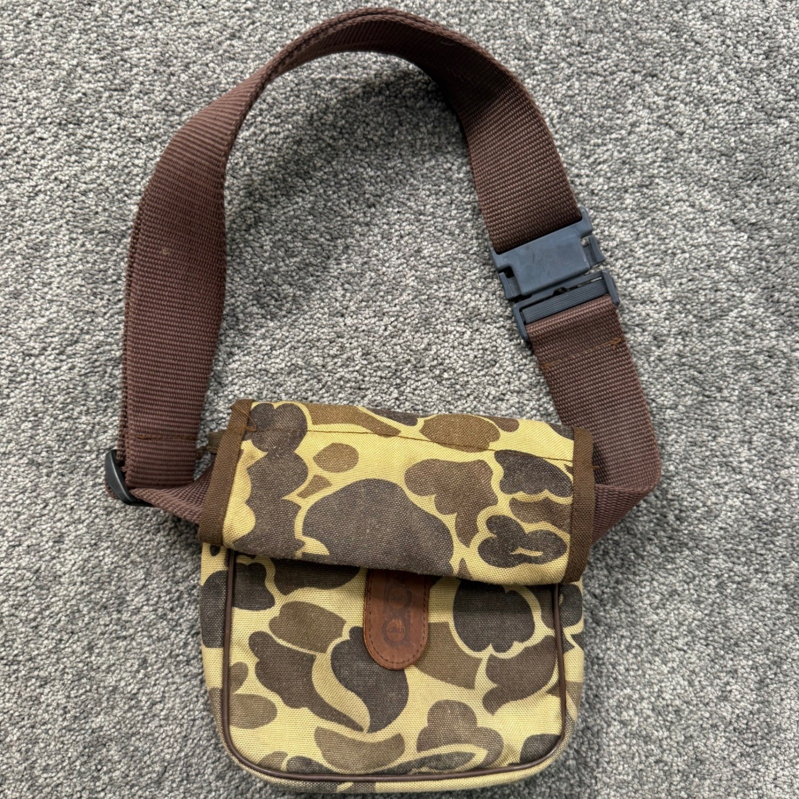 VTG Bob Allen Duck Camo Crossbody Shot Gun Shell Bag USA Canvas Hunting Pouch