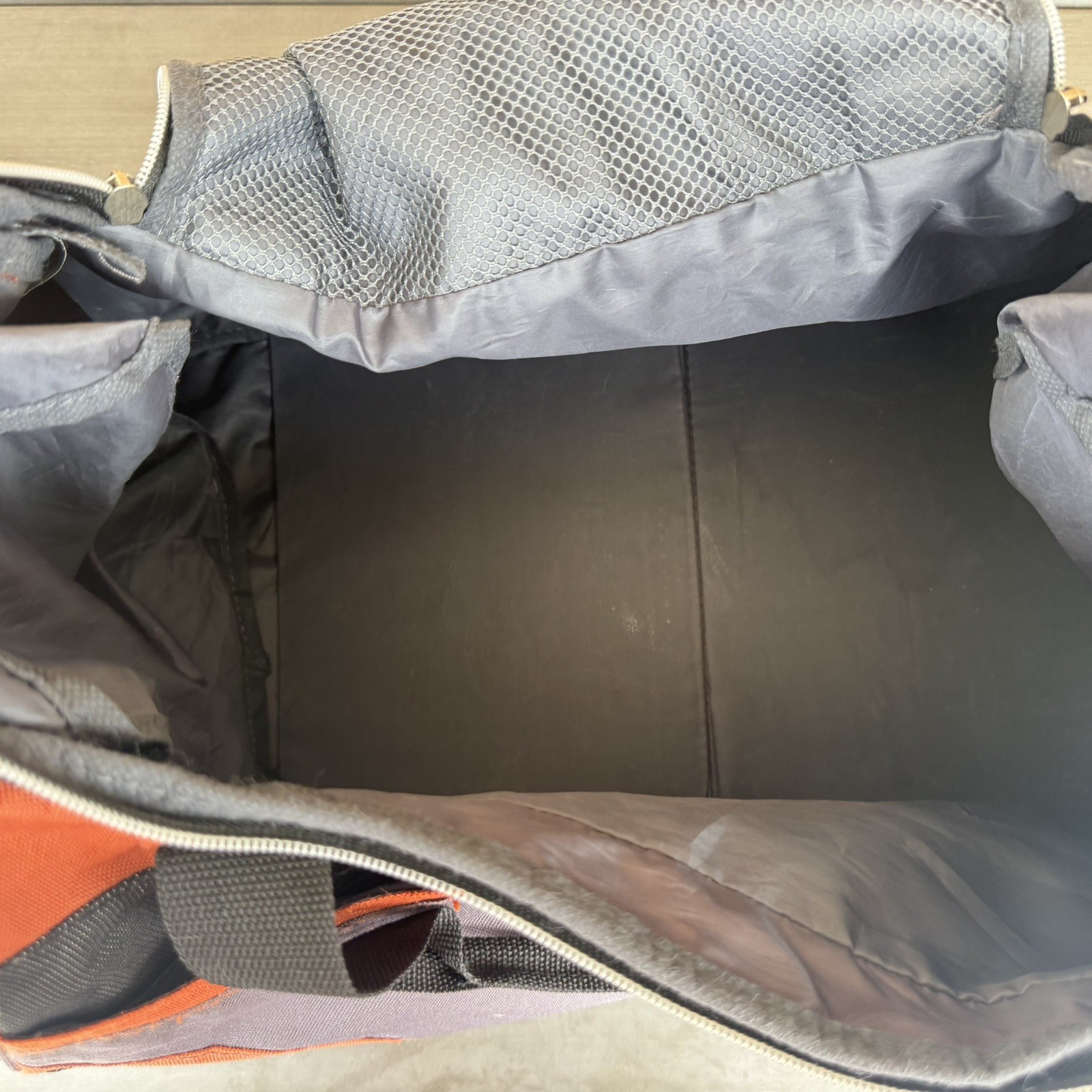 Jeep Gray & Red Orange Duffle Bag With Shoulder Strap & Zipper Closure