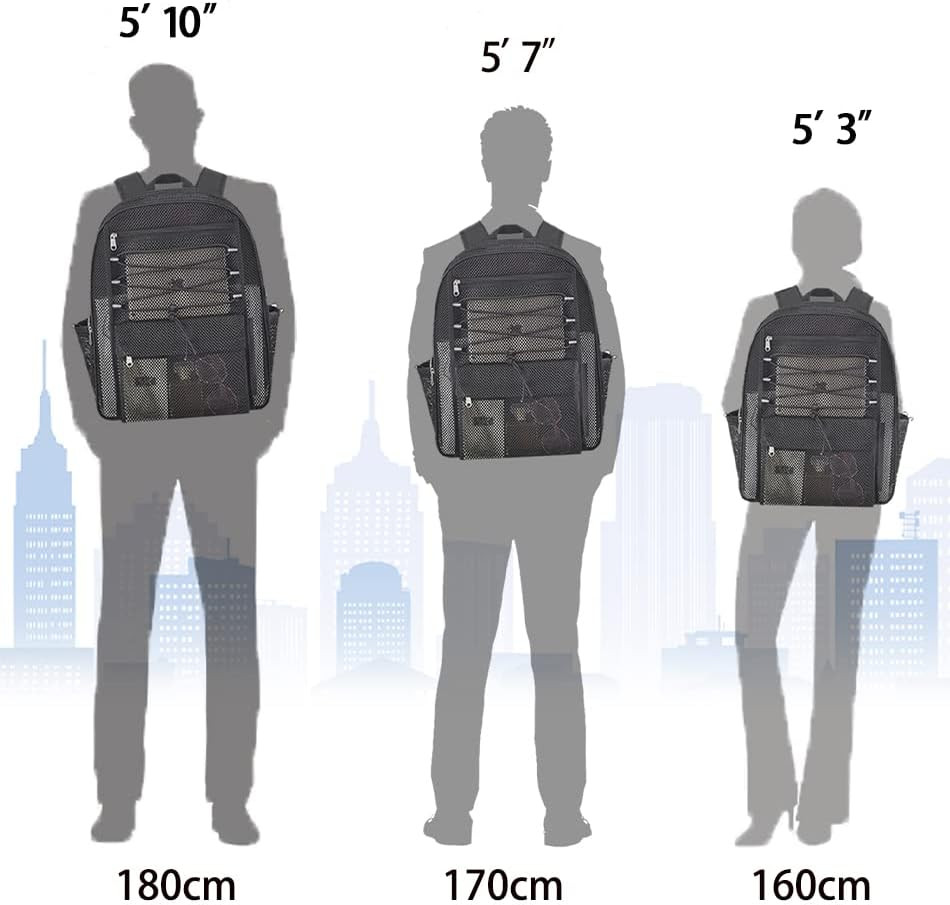 Mesh Backpack Heavy Duty for School, 24L Large Mesh Bookbag for Adults, Black Sc