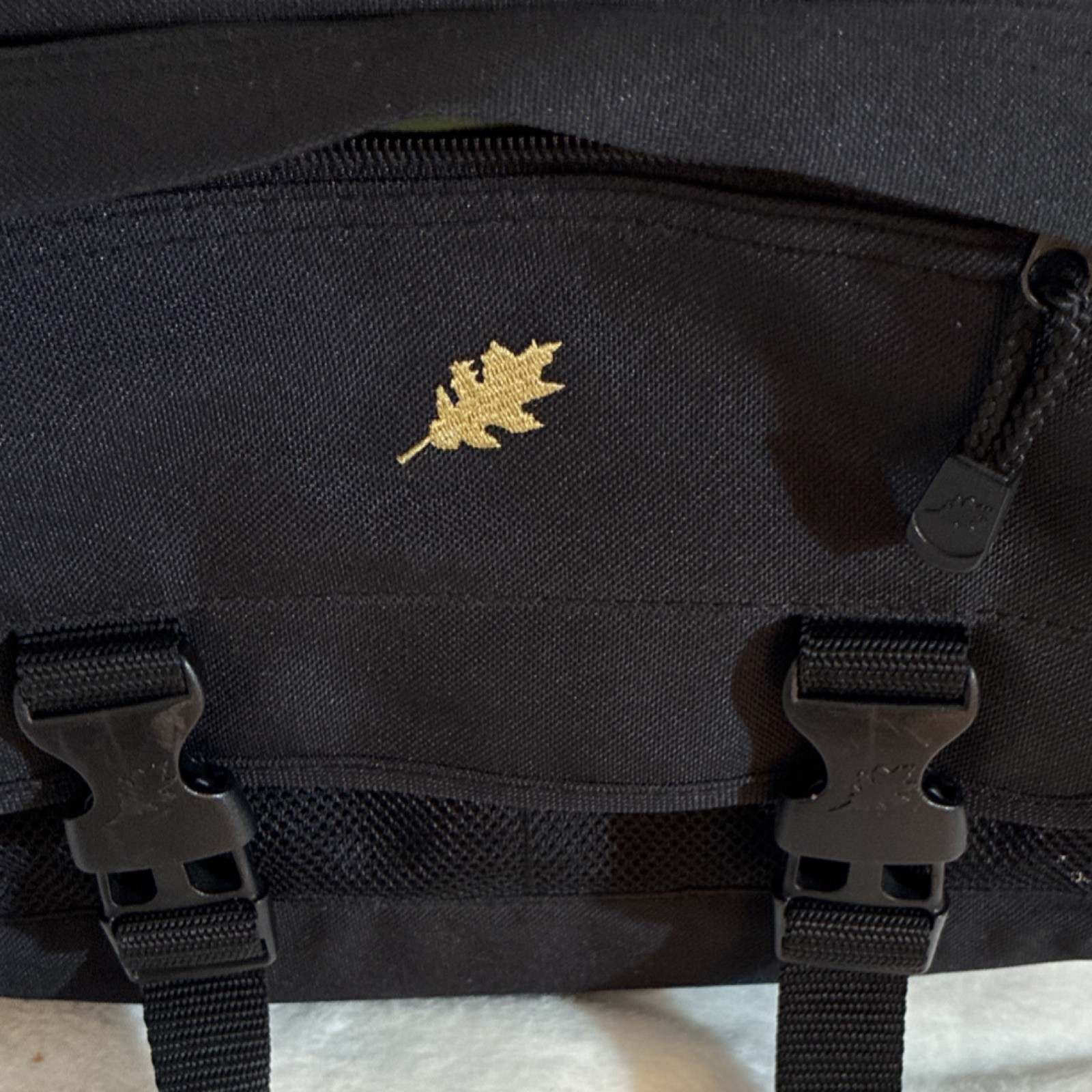 Black/Green Small Messenger Bag Adjustable Strap Lined Zip & Buckle Travel
